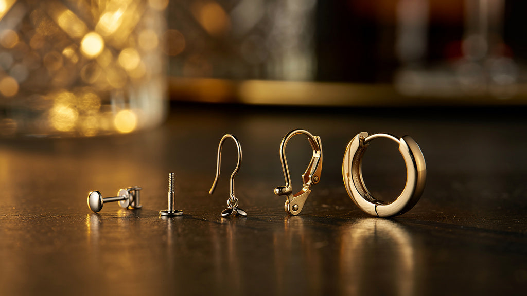 Different types of earring findings including posts, hooks, and hoop wires