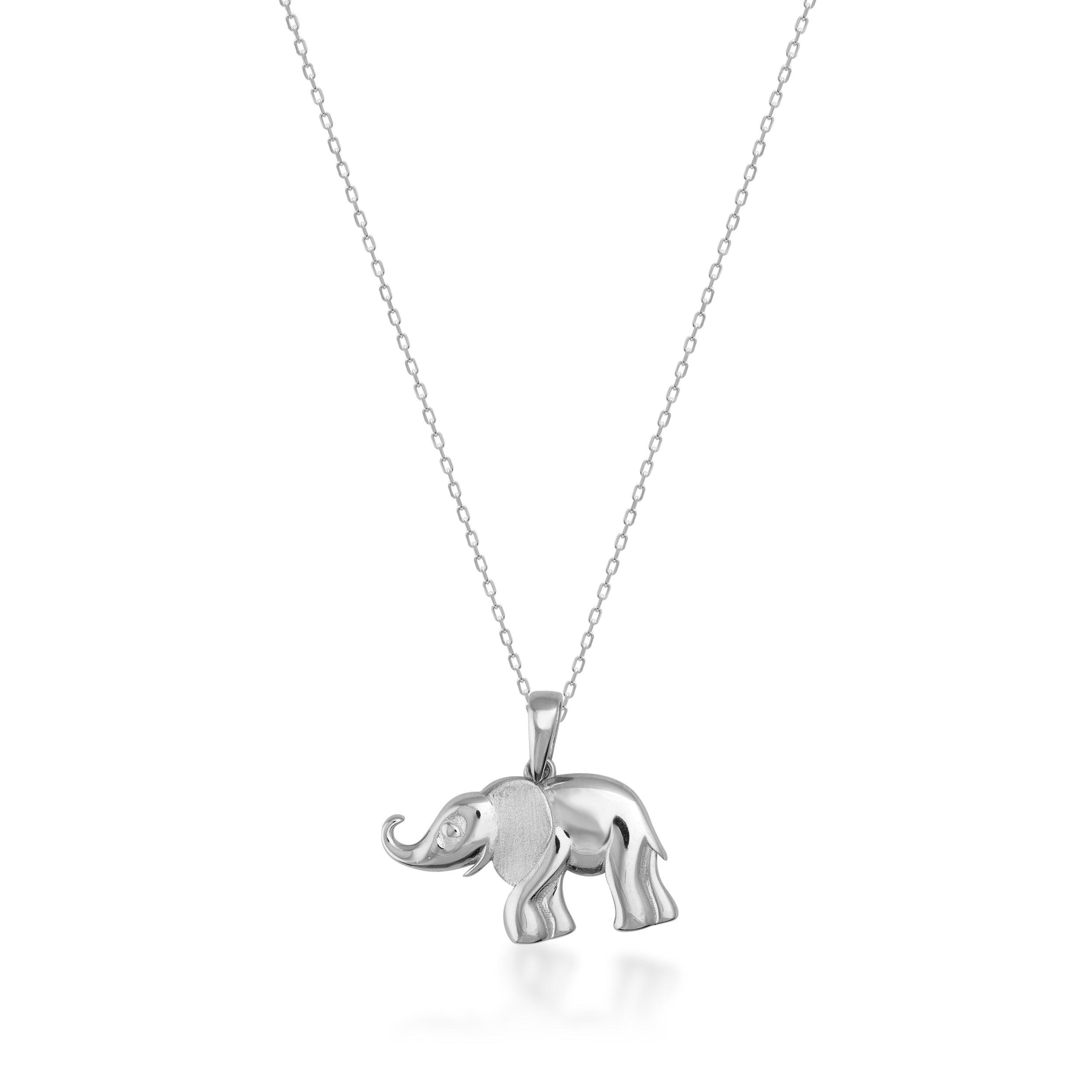 Gold elephant pendant necklace with fine chain, minimalist jewelry design