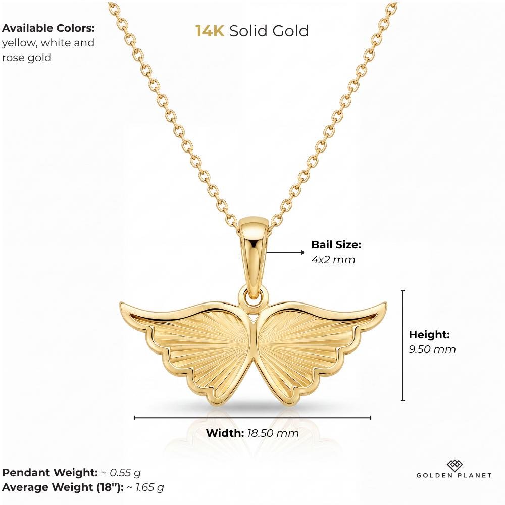 14K gold angel wing size and weight guide, size and weight guide