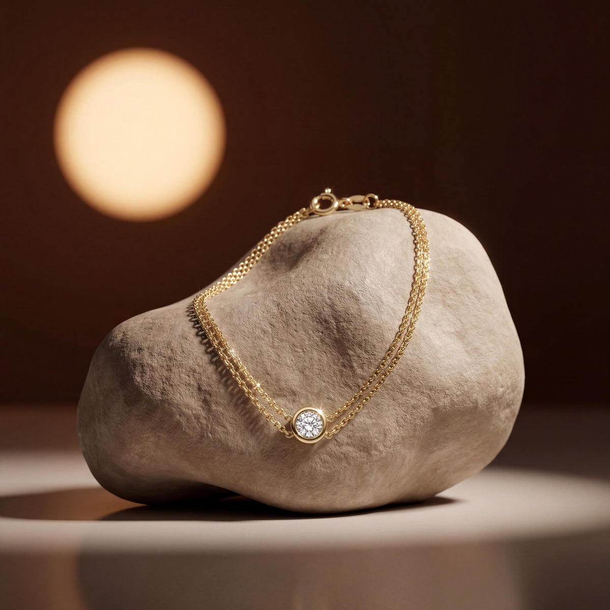 14K gold bezel bracelet, styled view