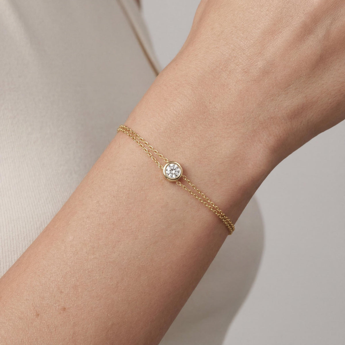 14K gold bezel bracelet, styled view