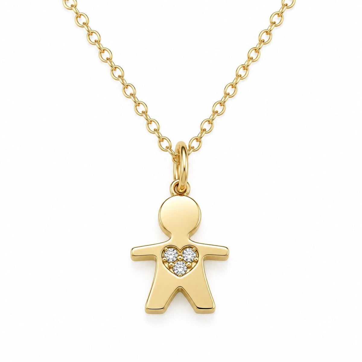 14K gold boy pendant necklace, product photo