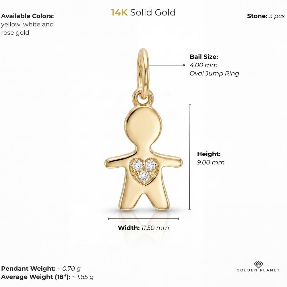 14K gold boy pendant size and weight guide, size and weight guide