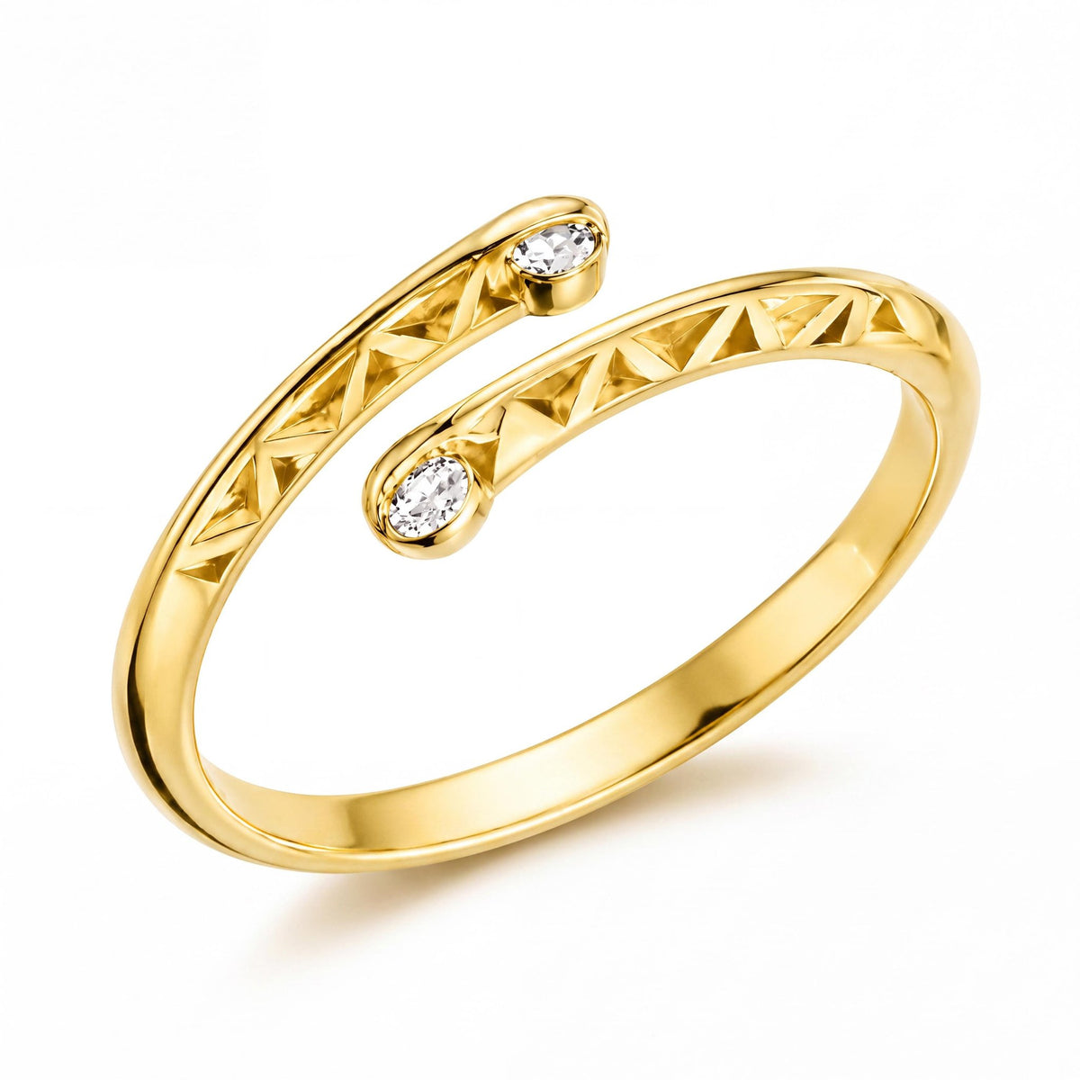14K gold bypass ring, product photo