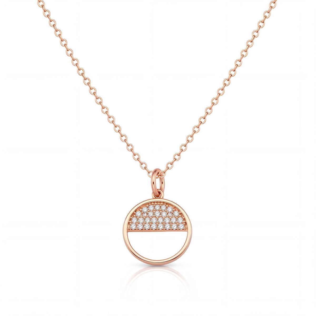 14K gold circle necklace, product photo