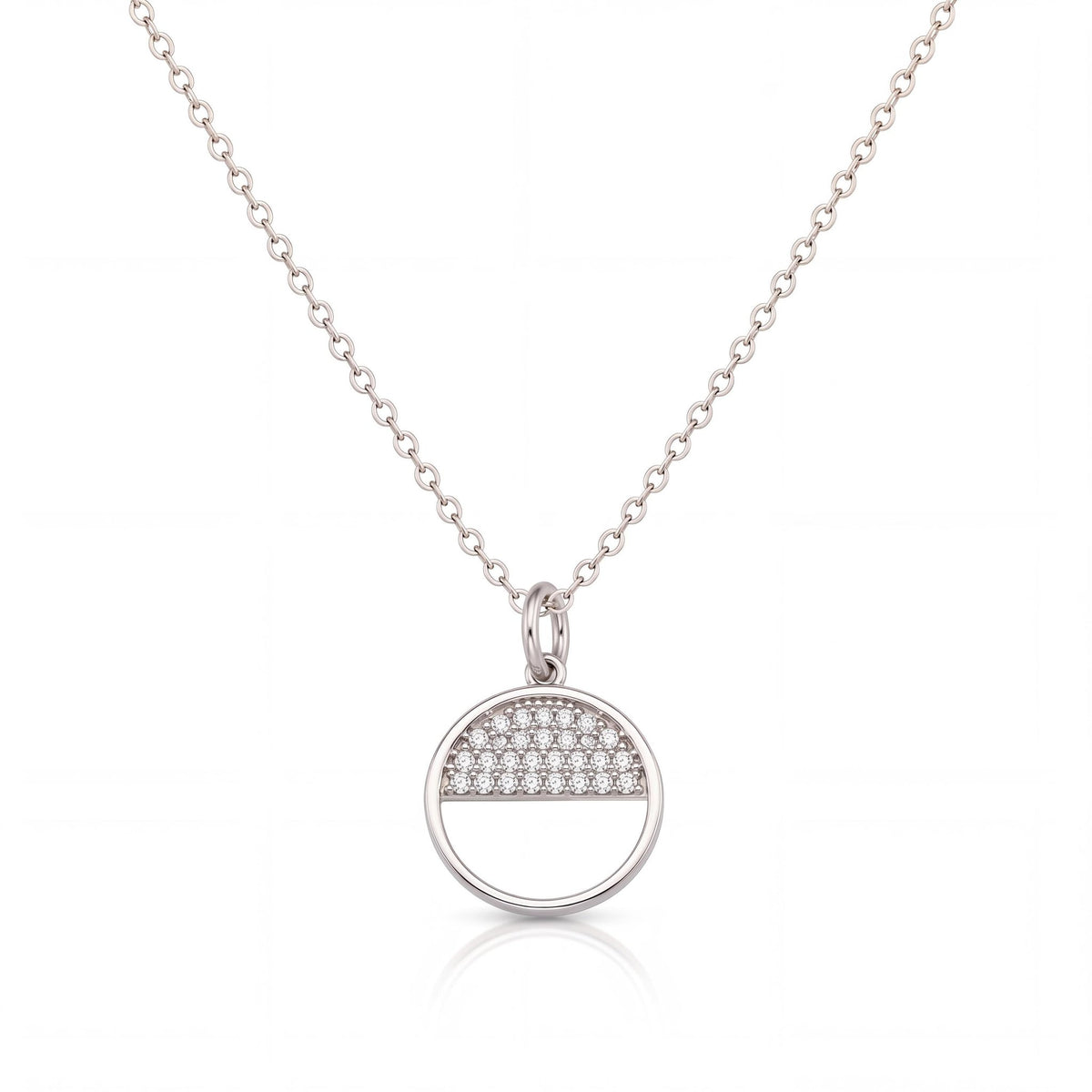 14K gold circle necklace, product photo