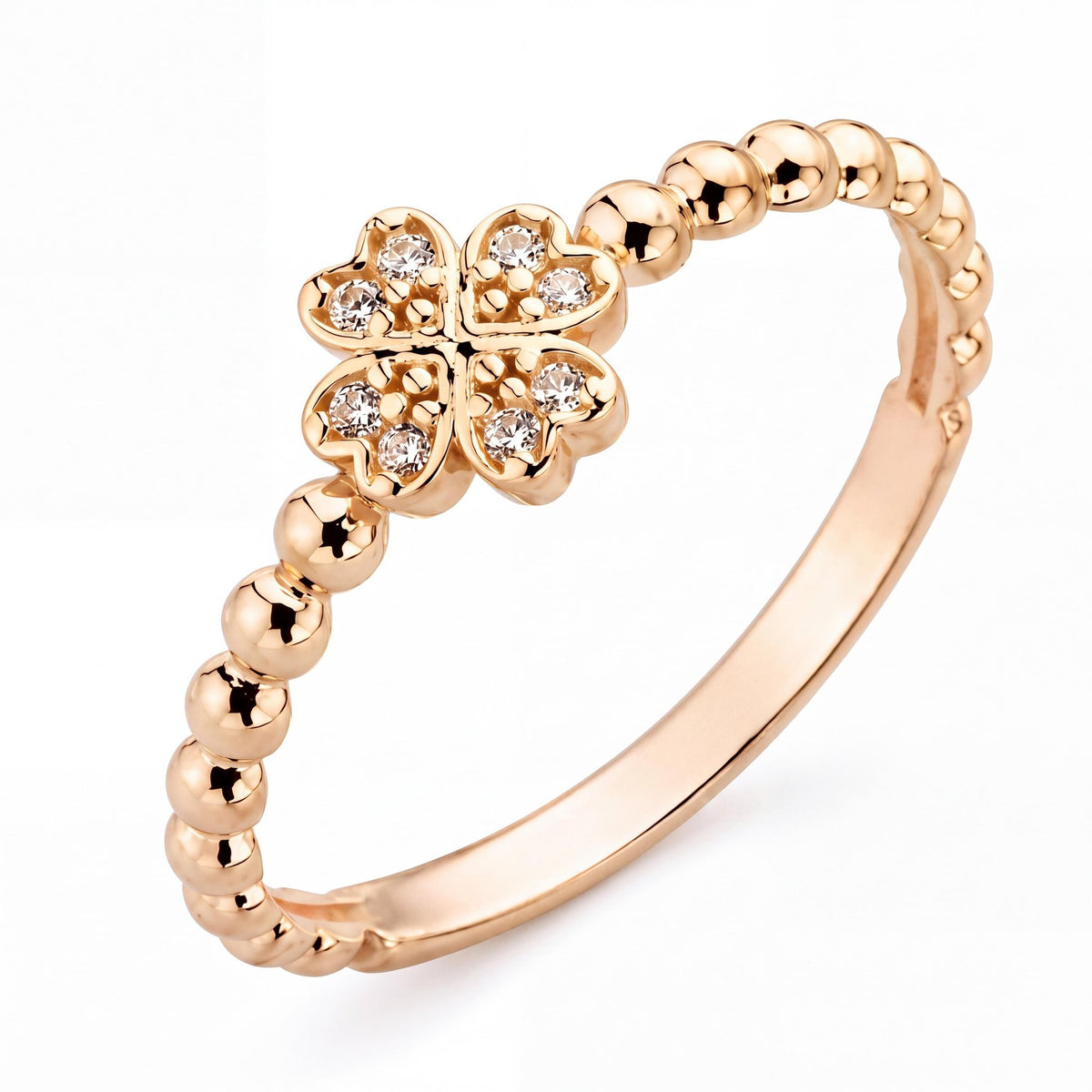 14K gold clover ring, product photo
