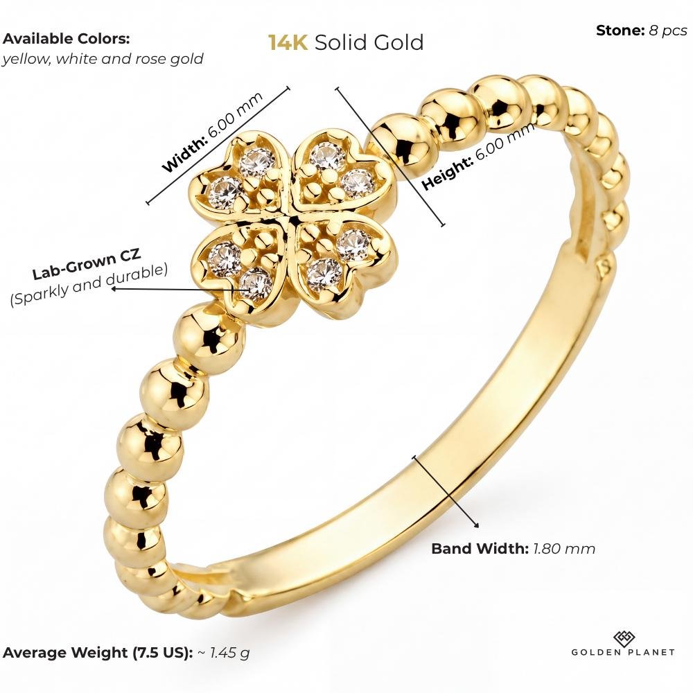 14K gold clover size and weight guide, size and weight guide