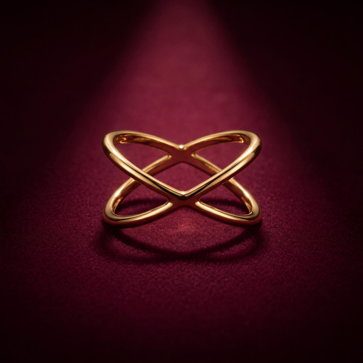 14K gold criss cross ring, styled view