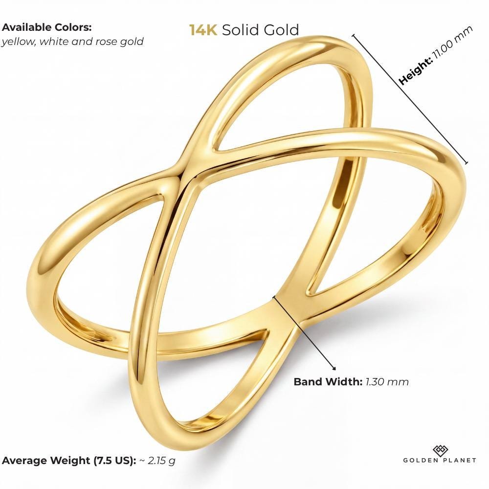 14K gold criss cross size and weight guide, size and weight guide