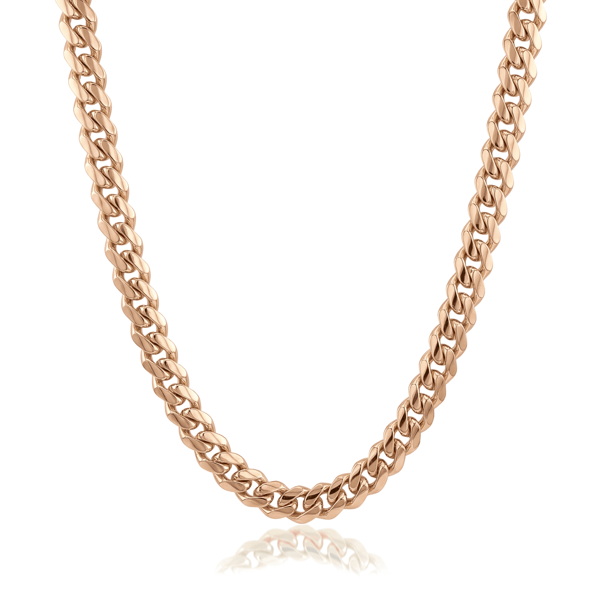 14K gold Cuban curb link chain necklace in rose gold