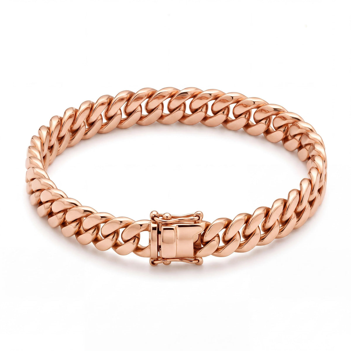 14K gold cuban link bracelet chain necklace, product photo