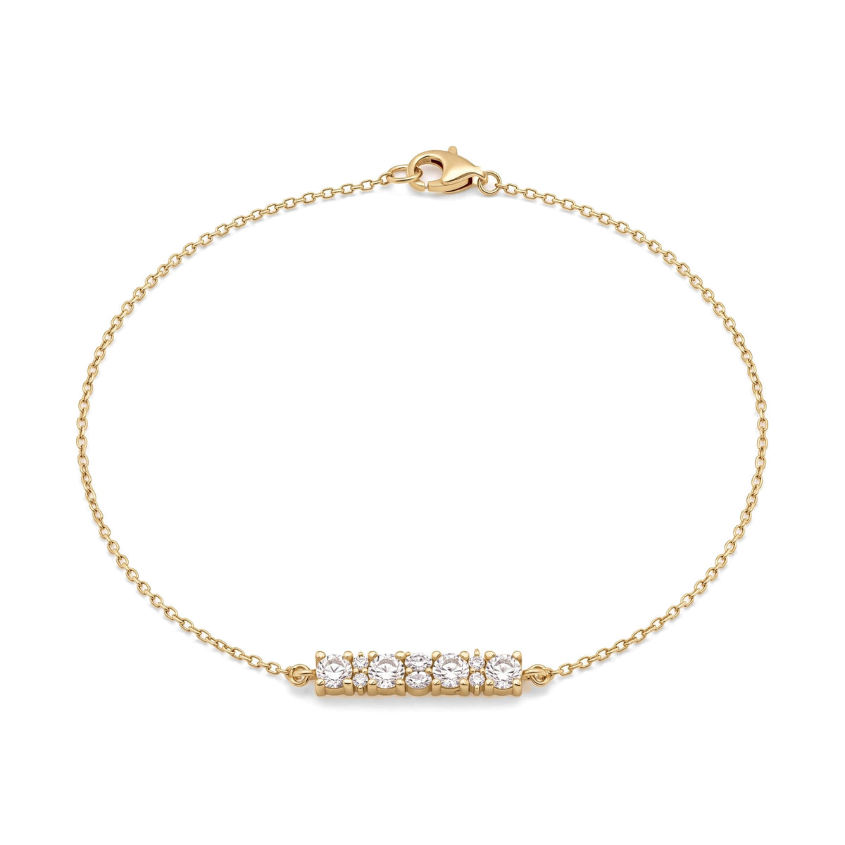 14K gold cz station bracelet, product photo