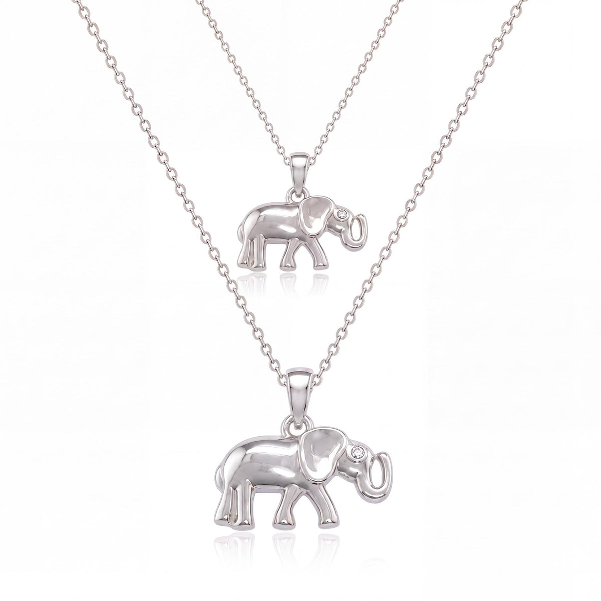 14K gold elephant necklace, product photo