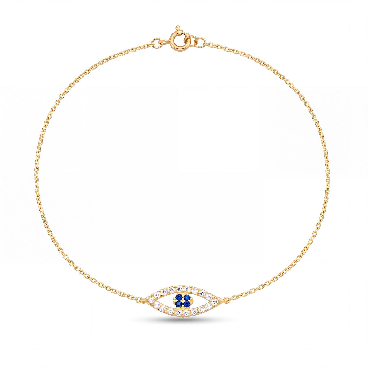 14K gold evil eye bracelet, product photo