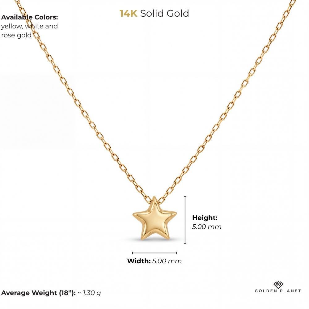14K gold five point star pendant size and weight guide, size and weight guide