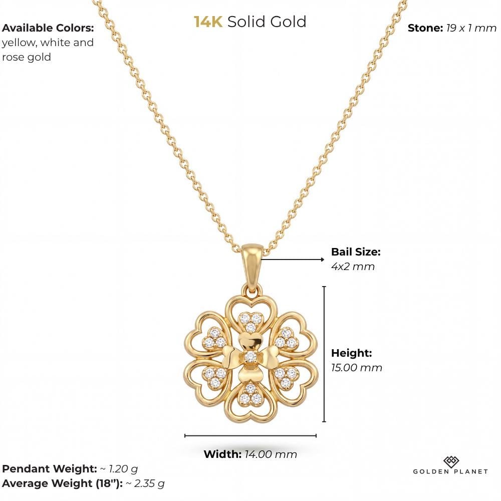 14K gold floral size and weight guide, size and weight guide