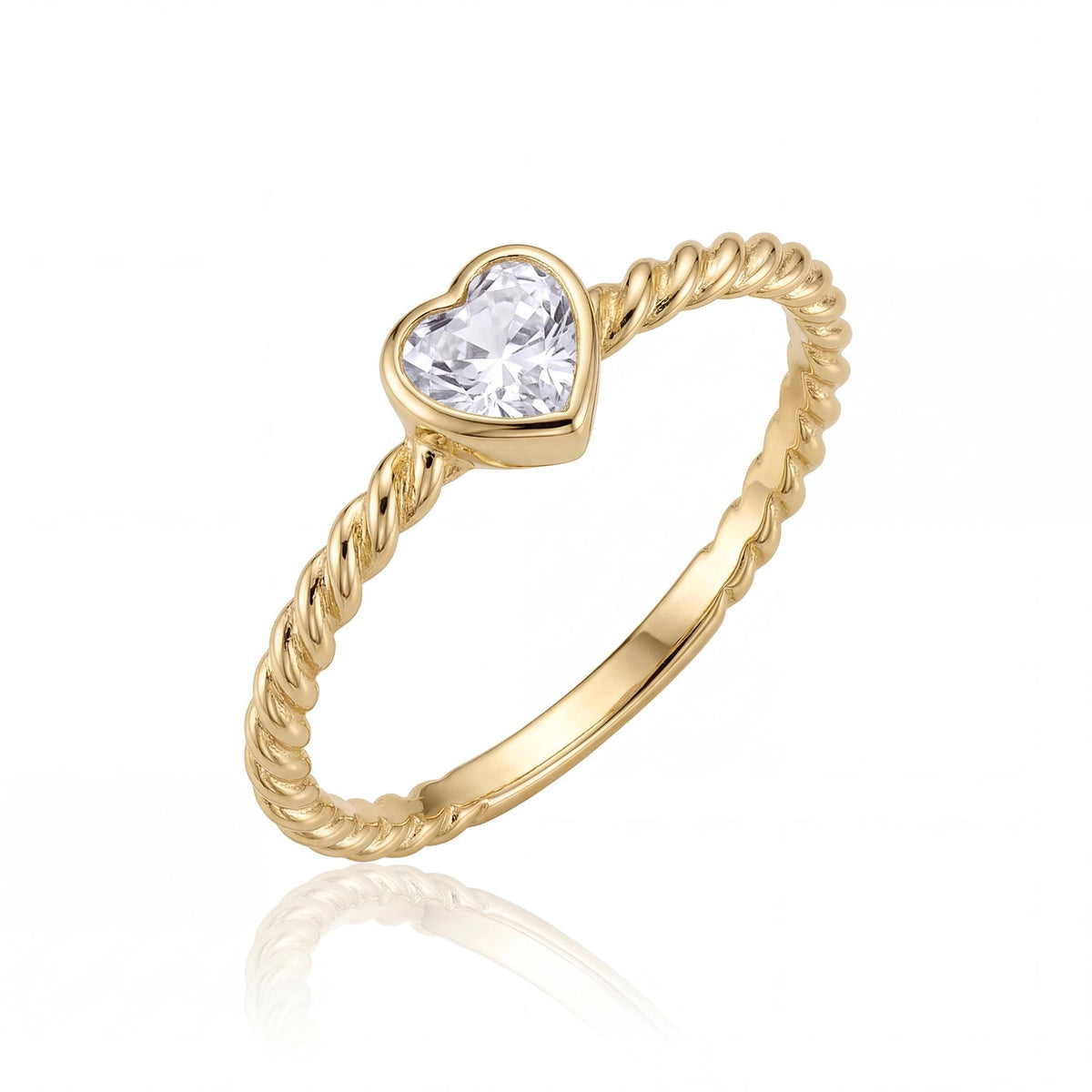 14K gold heart shape engagement ring, product photo