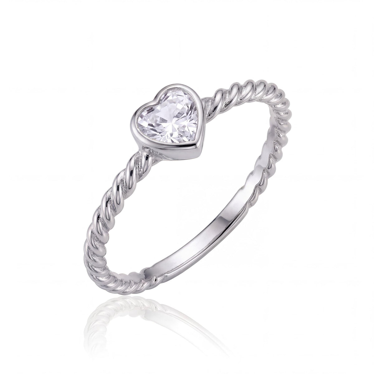 14K gold heart shape engagement ring, product photo