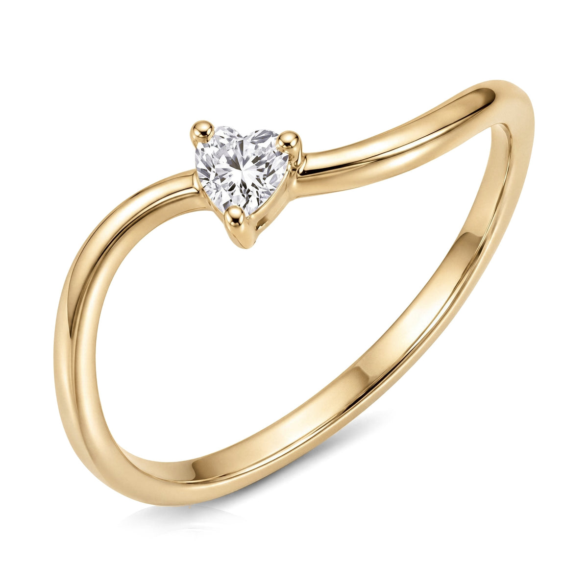 14K gold heart-shaped ring, product photo