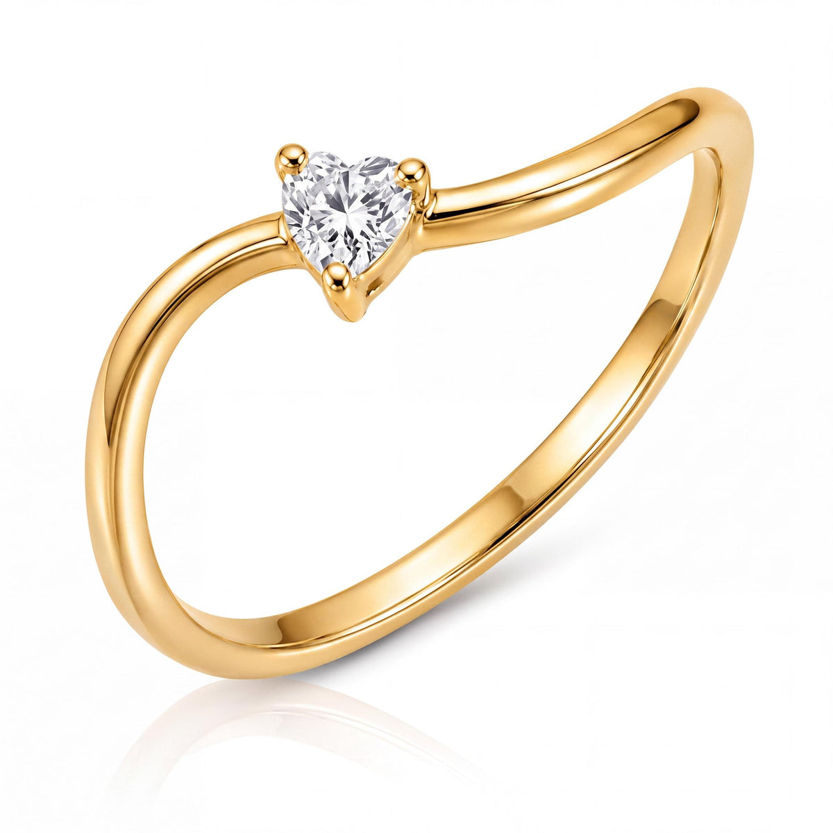 14K gold heart-shaped ring, product photo