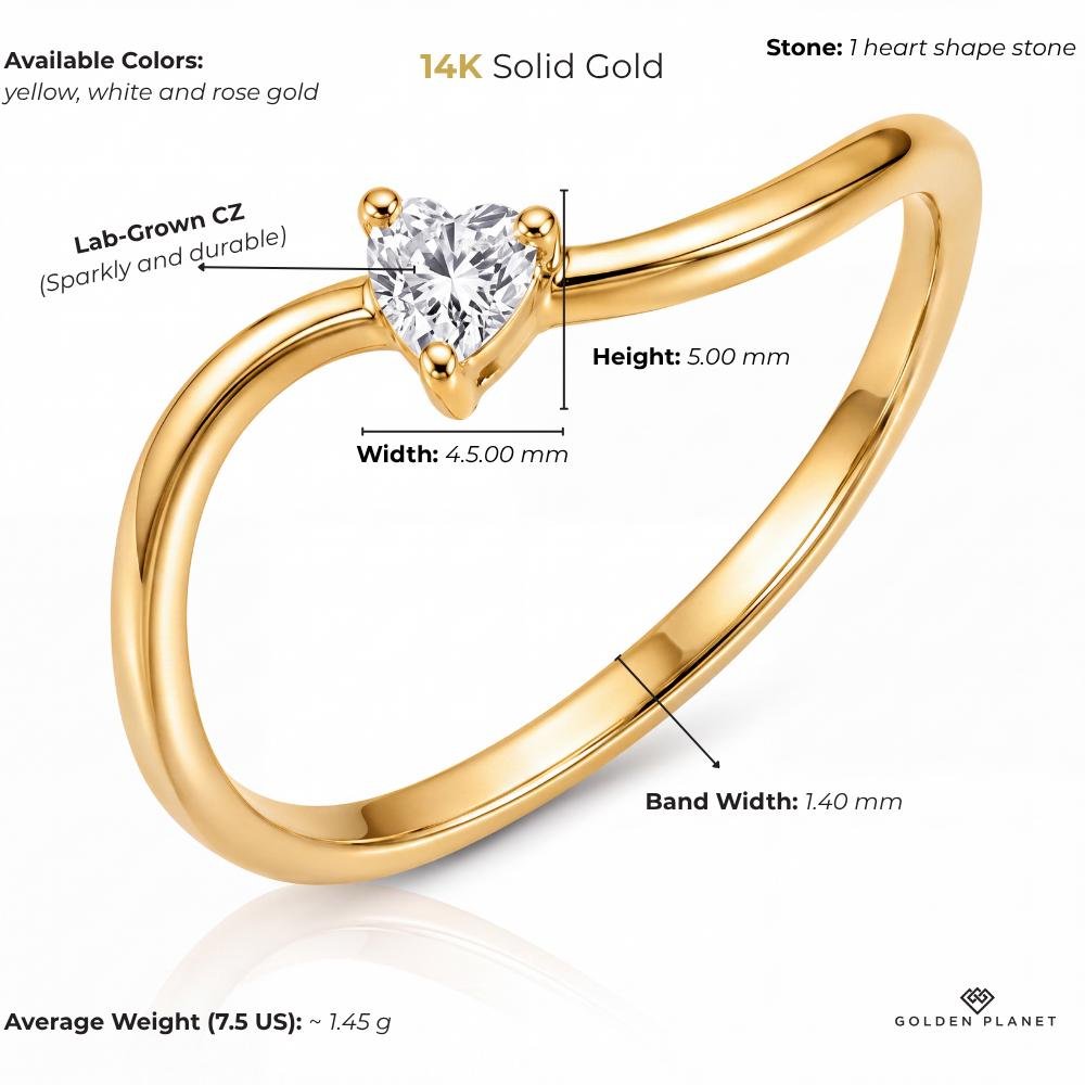 14K gold heart-shaped size and weight guide