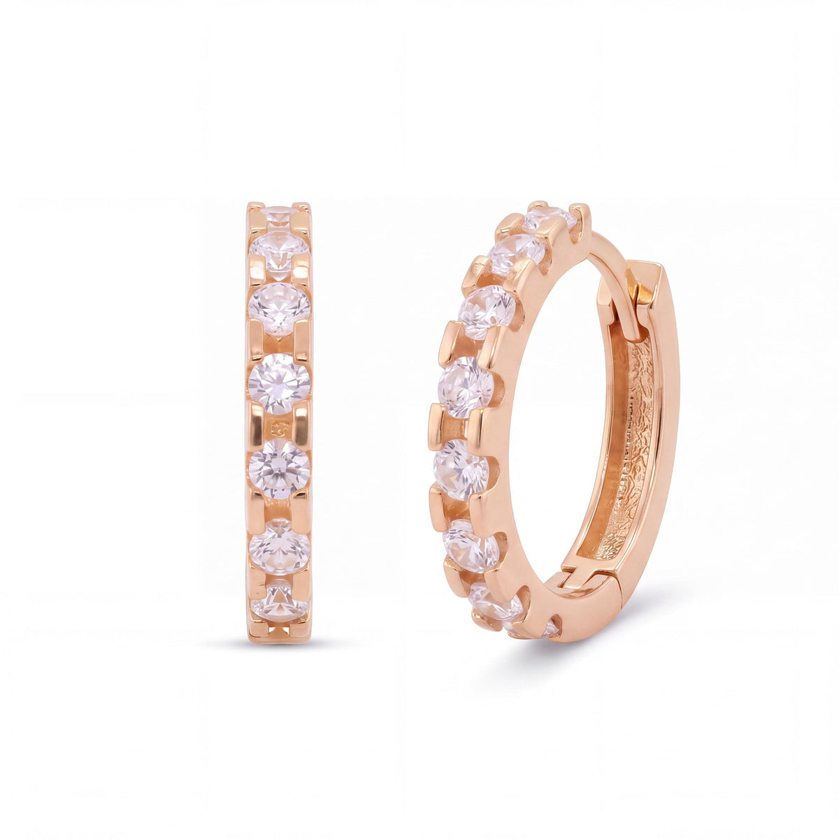 14K gold huggie hoop earrings, product photo