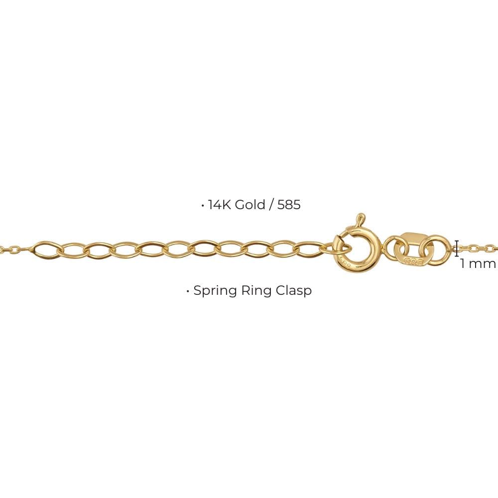 14K Solid Gold Sun and Moon Pendant Necklace with CZ Stones Minimal Charm