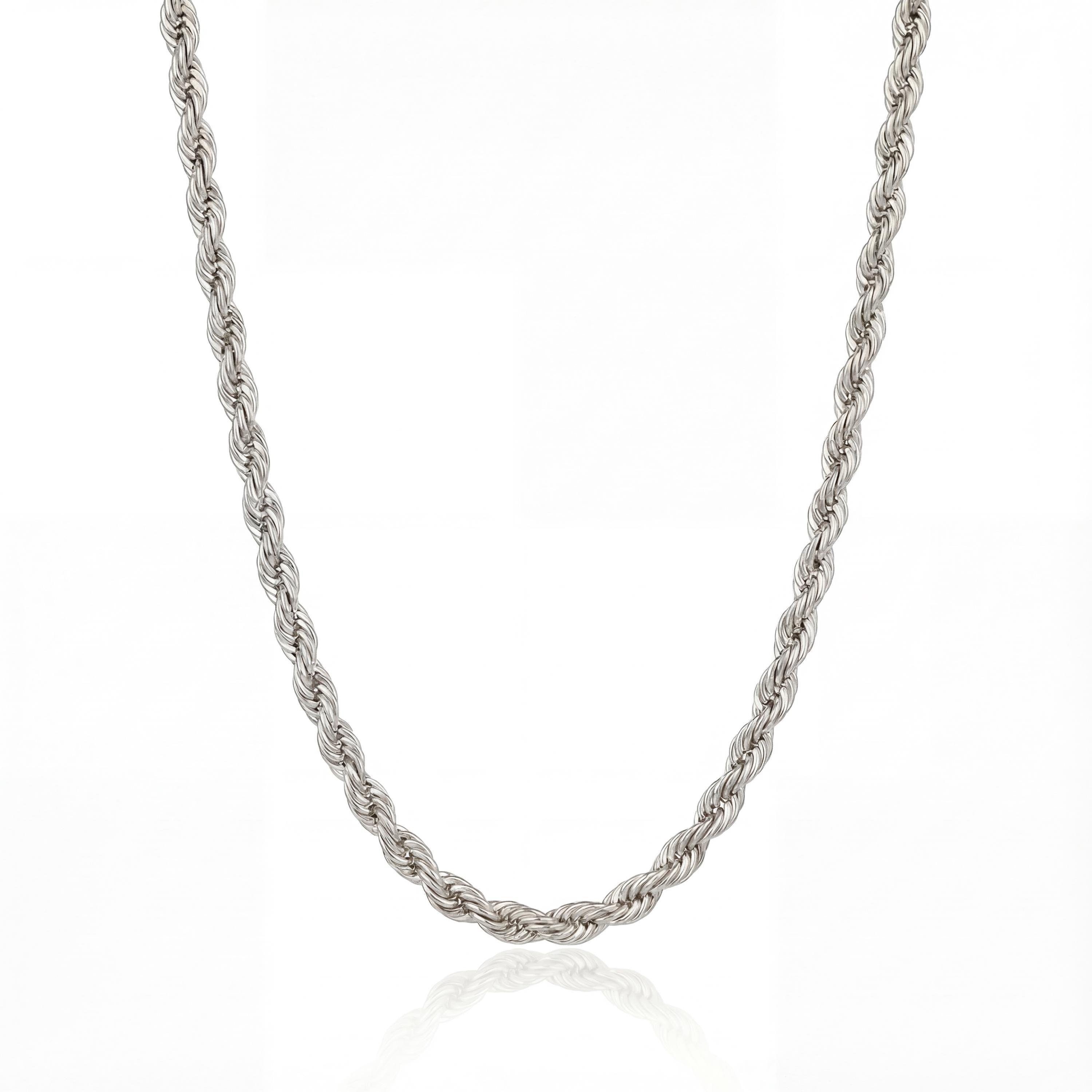 14K solid gold rope chain necklace, styled view