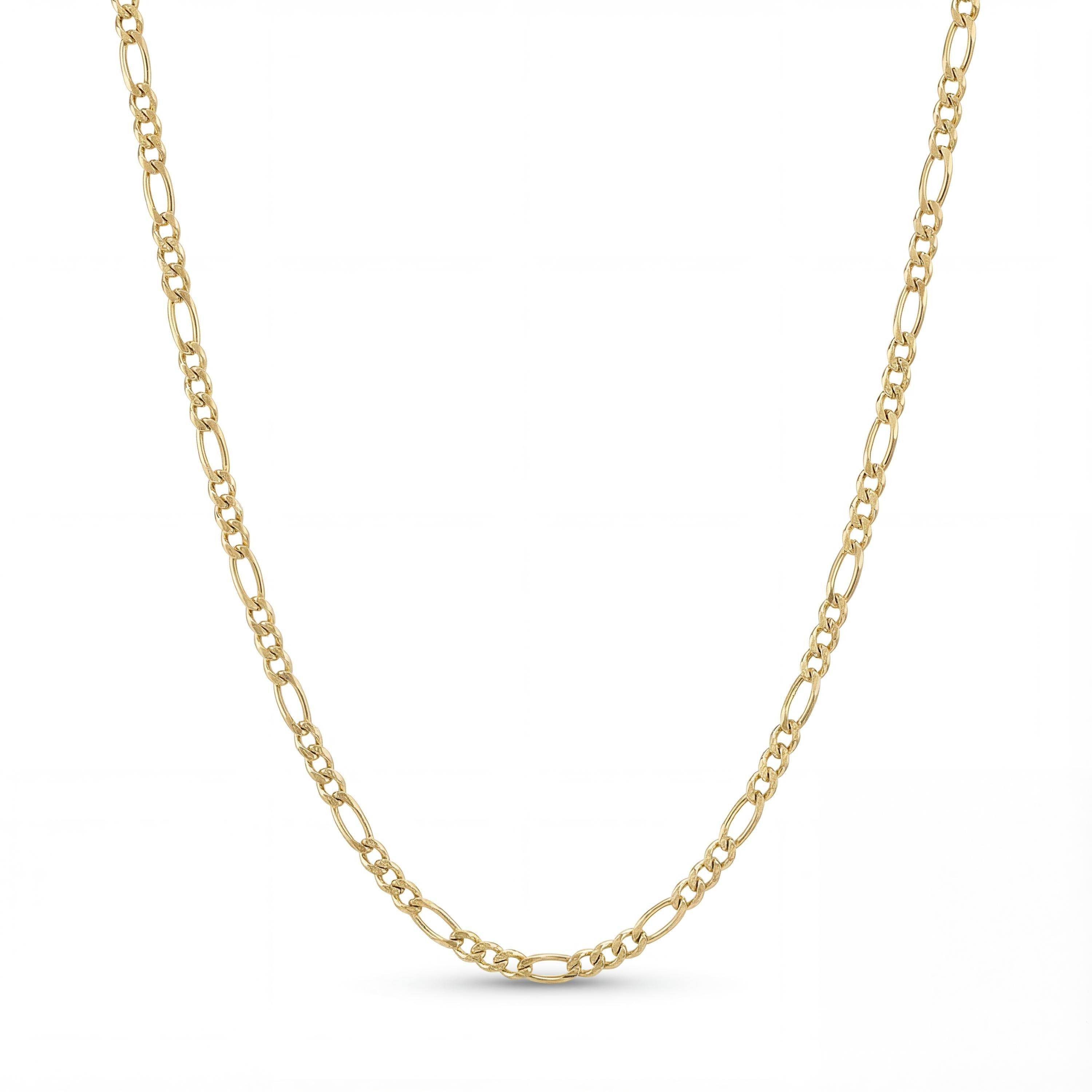 14K solid gold Figaro chain necklace, product photo