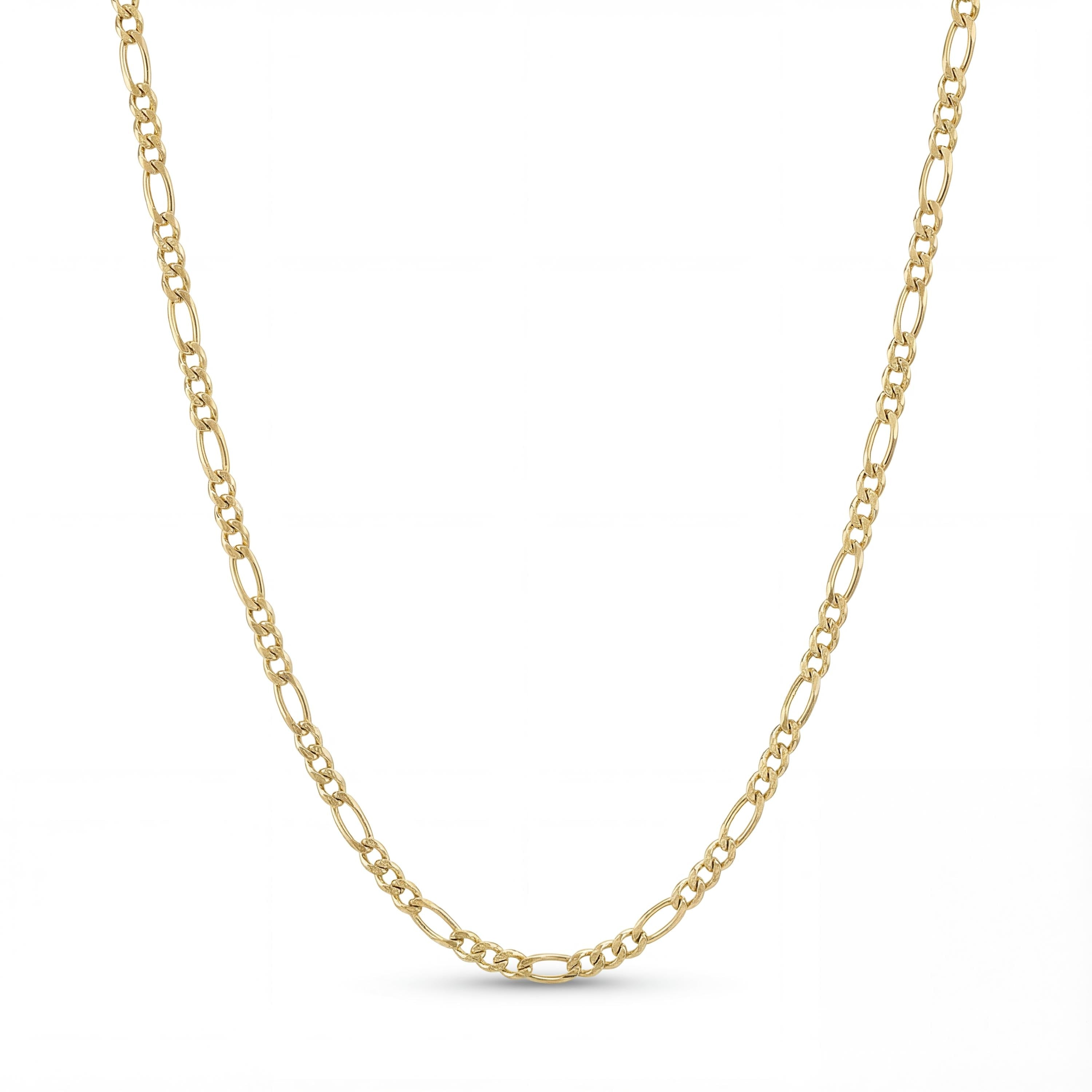 Figaro Chain Necklace 14K Solid Gold Handmade Fine Jewelry - 2.20 mm or 2.95 mm