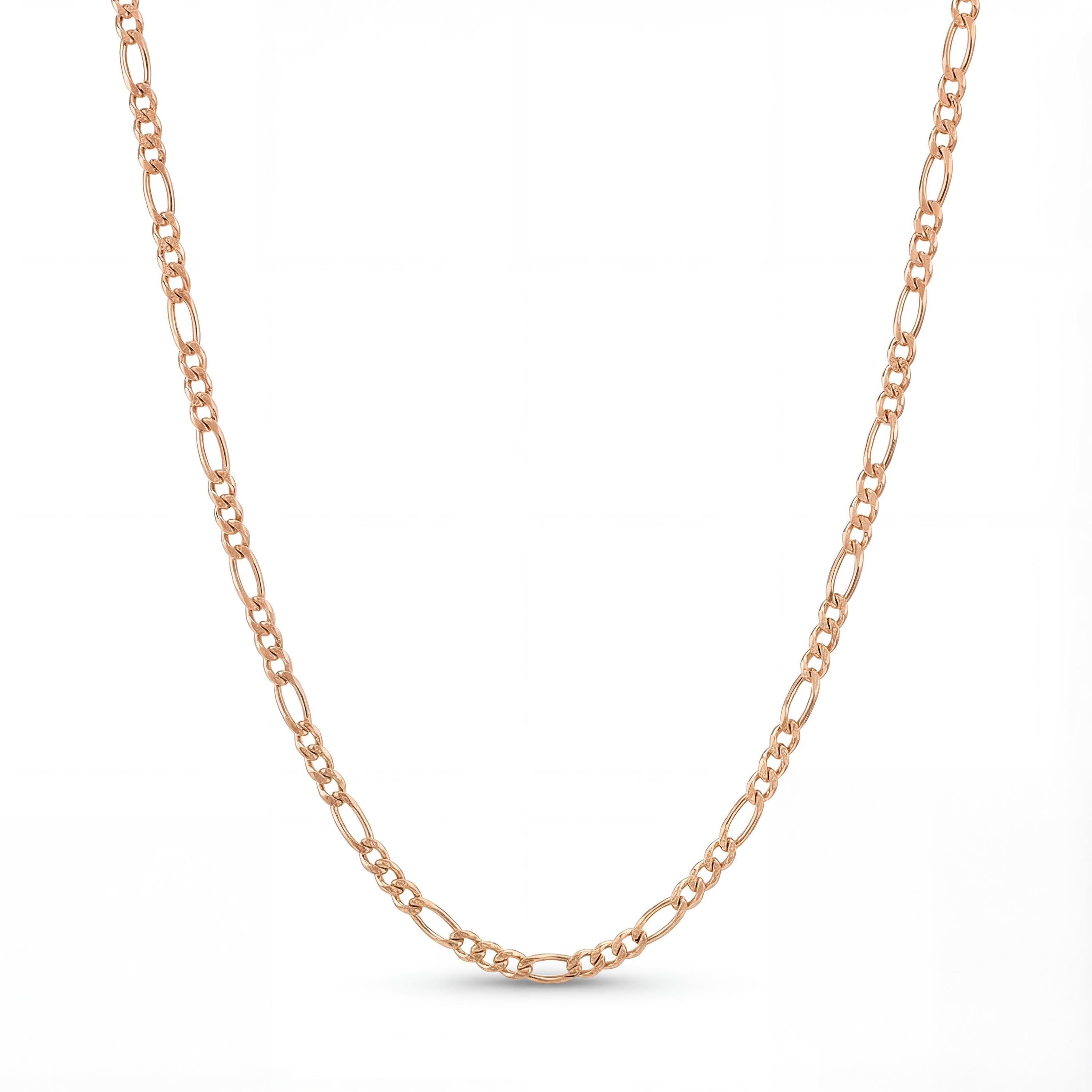 14K solid gold Figaro chain necklace, close-up detail