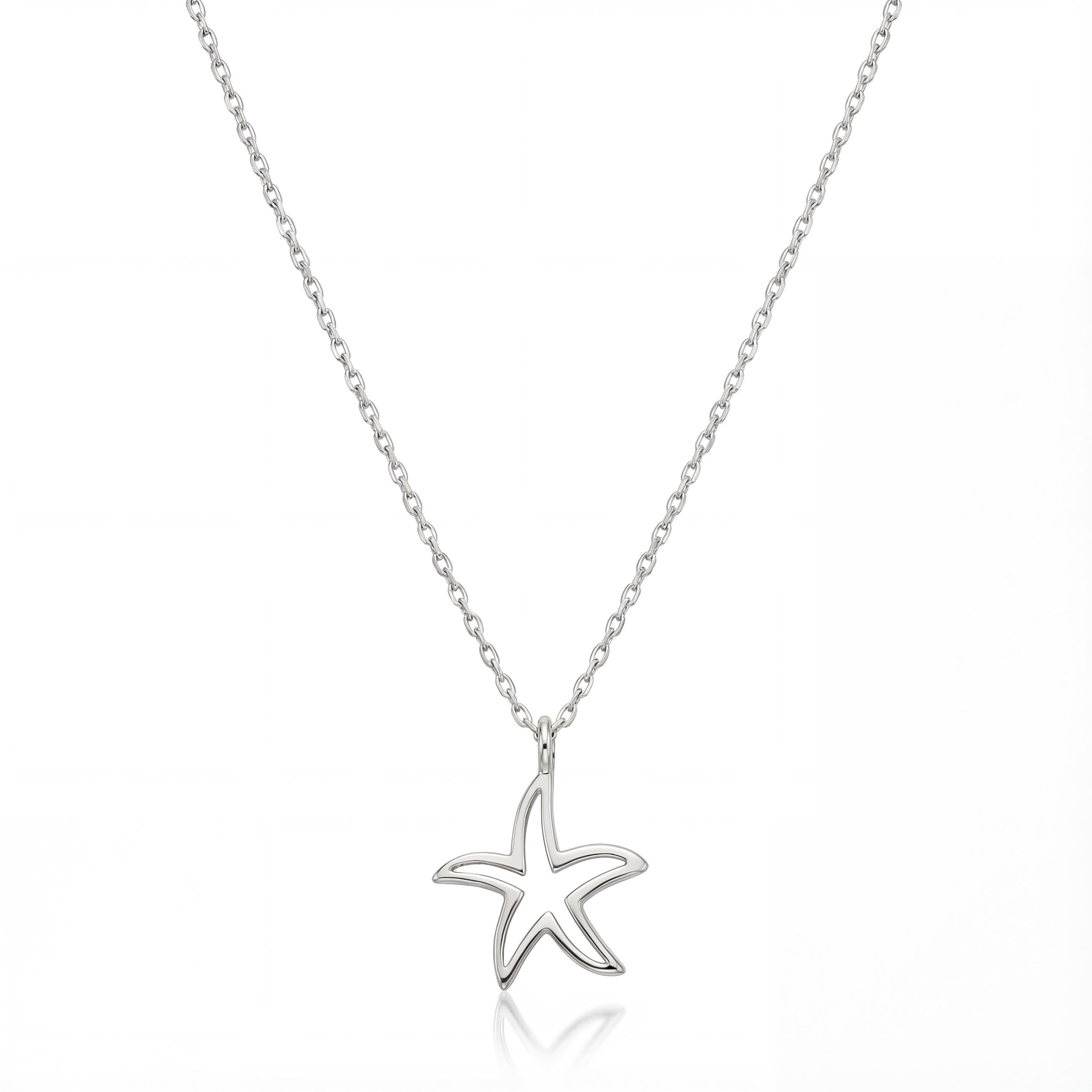14K solid gold starfish necklace, styled view