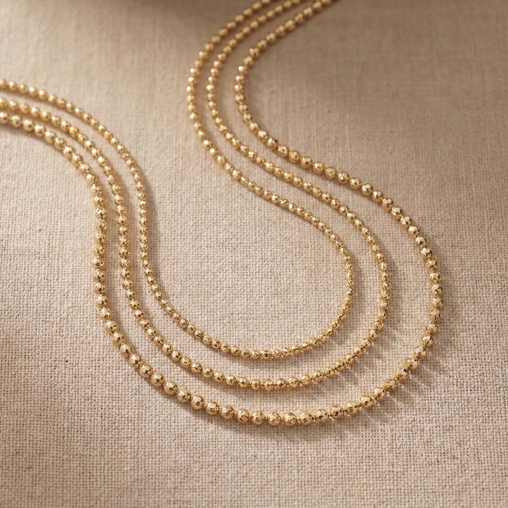 14K Solid Gold Ball Chain Necklace Minimal Beaded 1mm 1.2mm 1.5mm Everyday Fine Jewelry