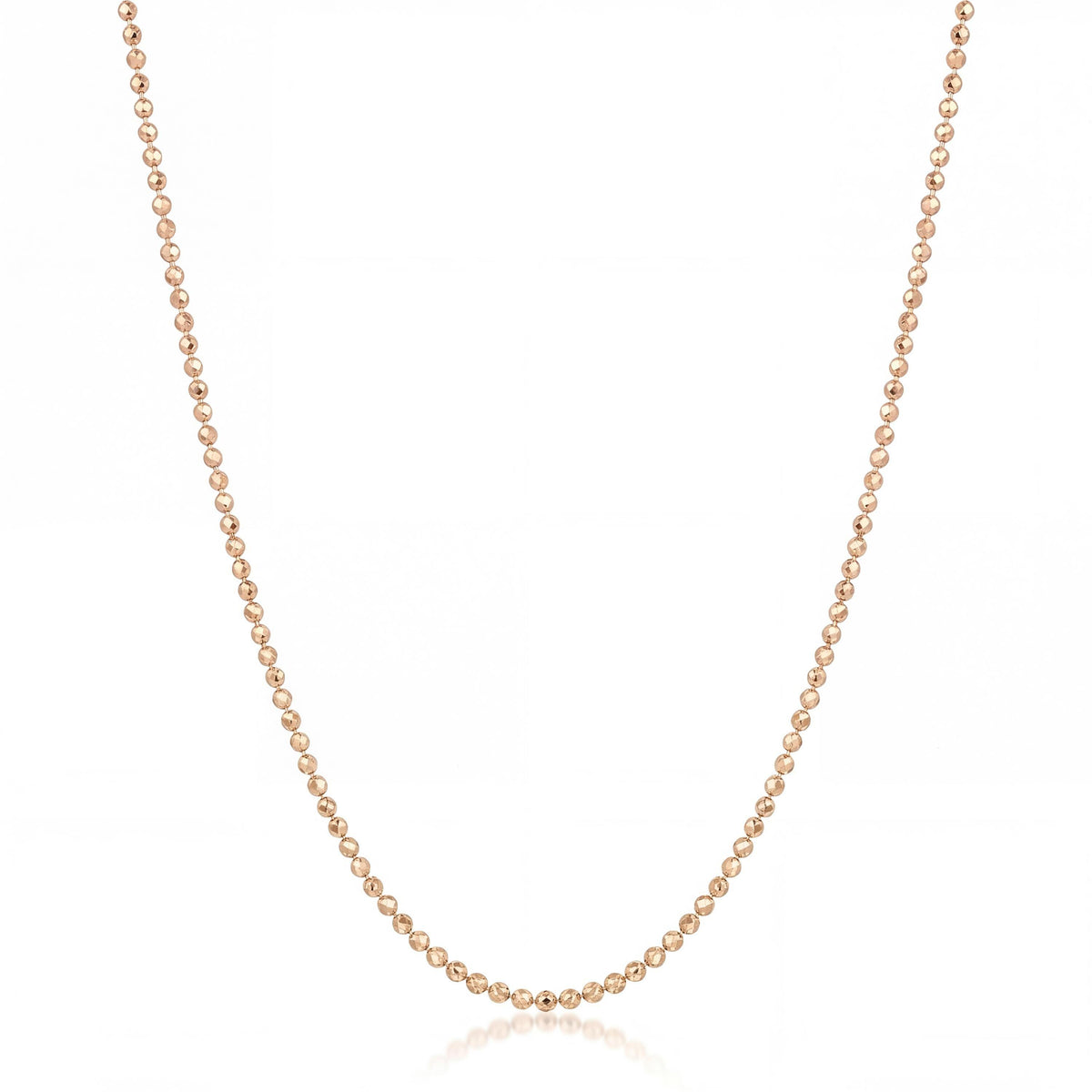 14K gold ball chain necklace, close-up detail