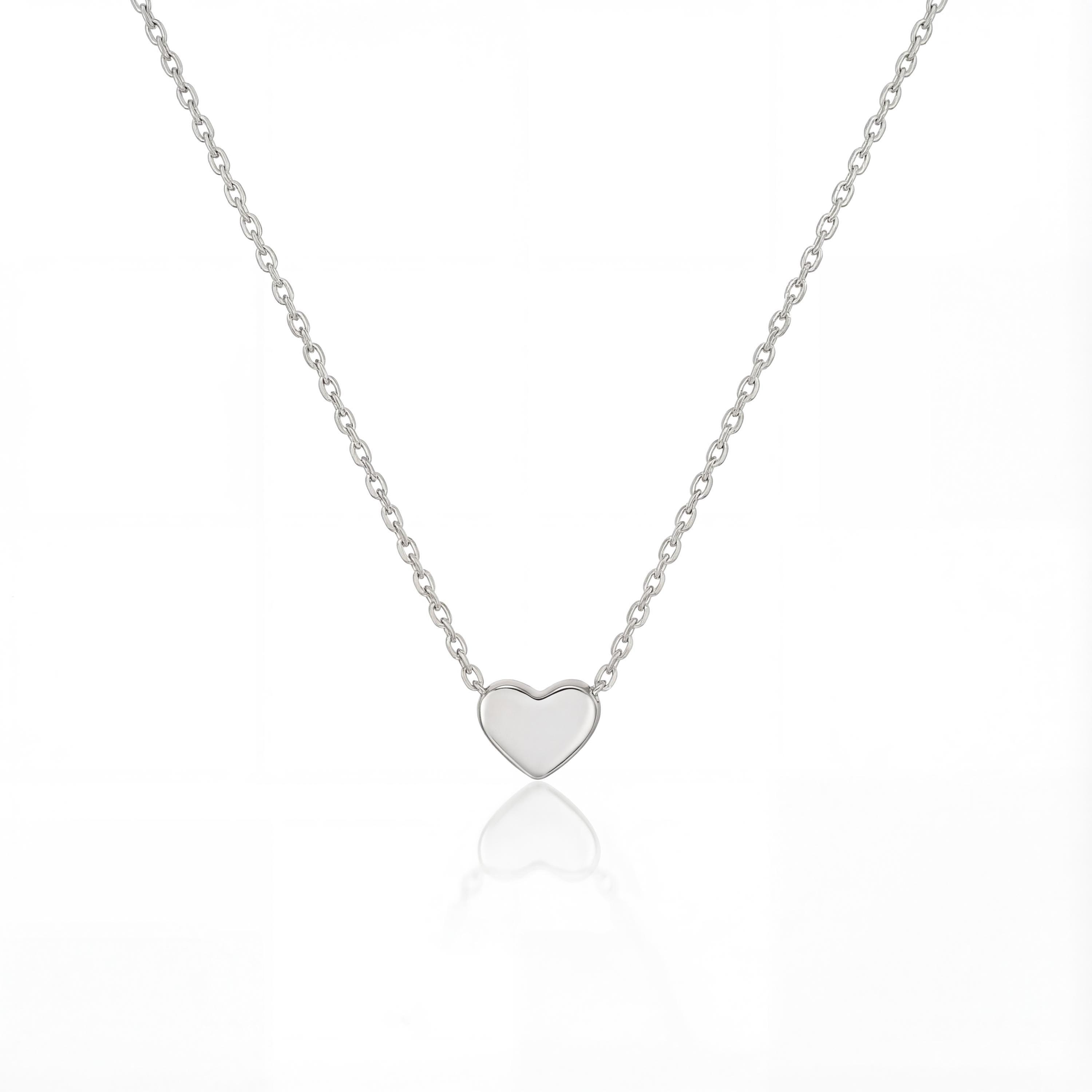 14K solid gold heart necklace, styled view