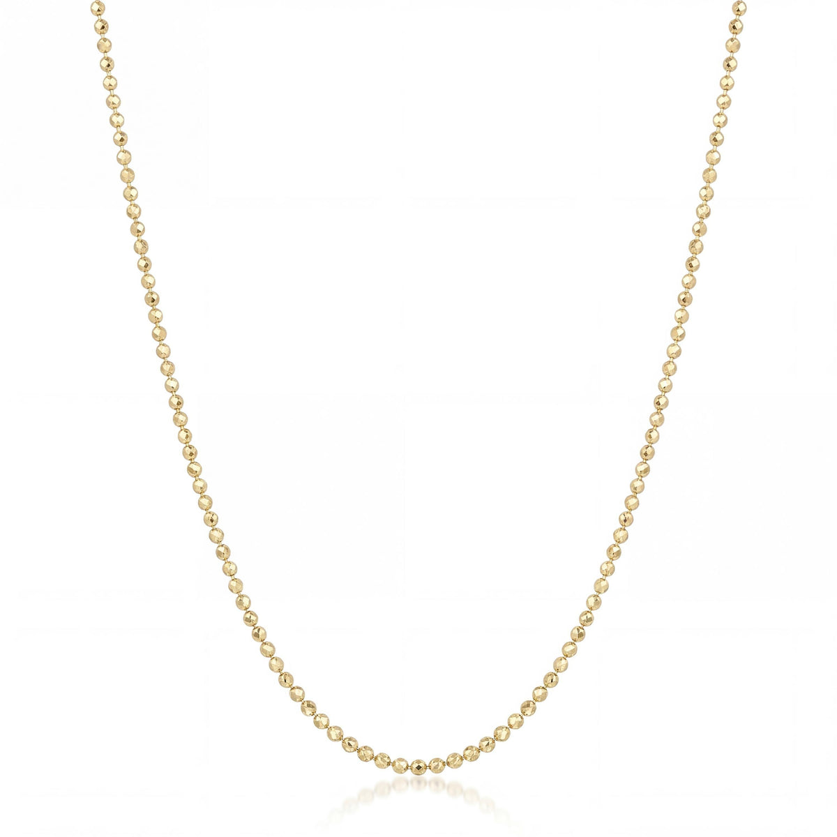 14K gold ball chain necklace, minimal beaded, product photo