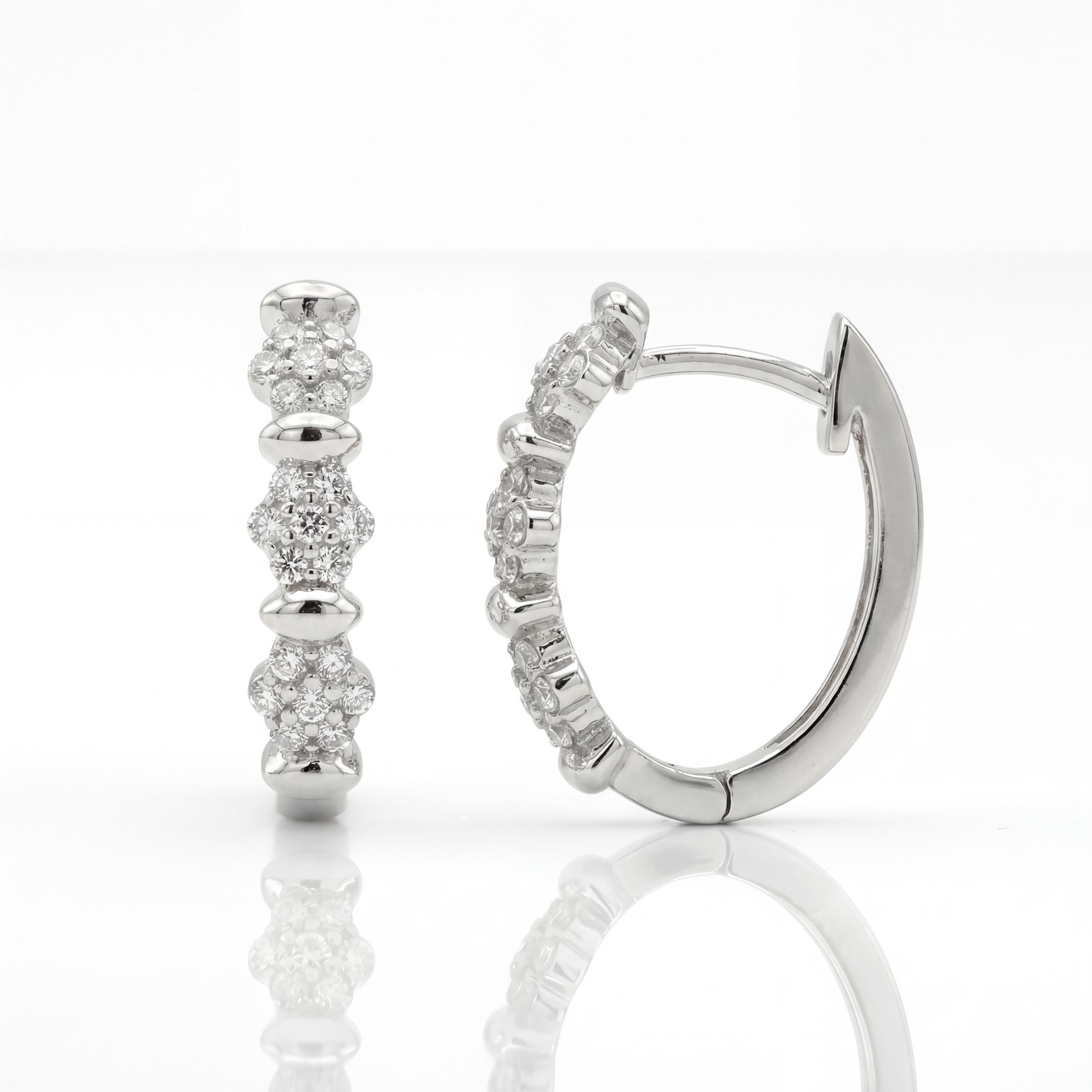 14K solid gold pavé hoop earrings worn