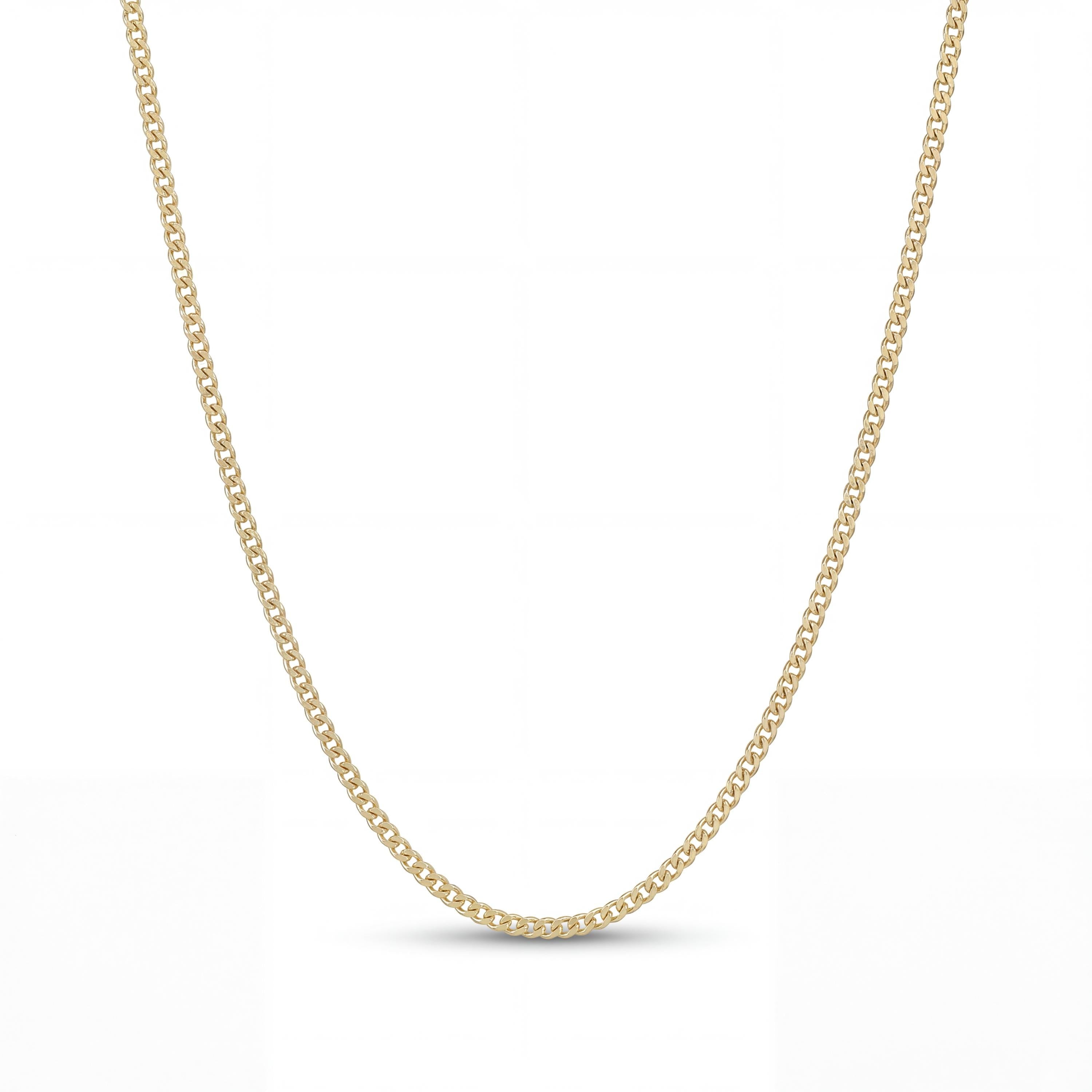 14K Solid Gold Curb Chain Necklace, Gourmet Link Chain - Minimal Dainty Fine Jewelry Layering
