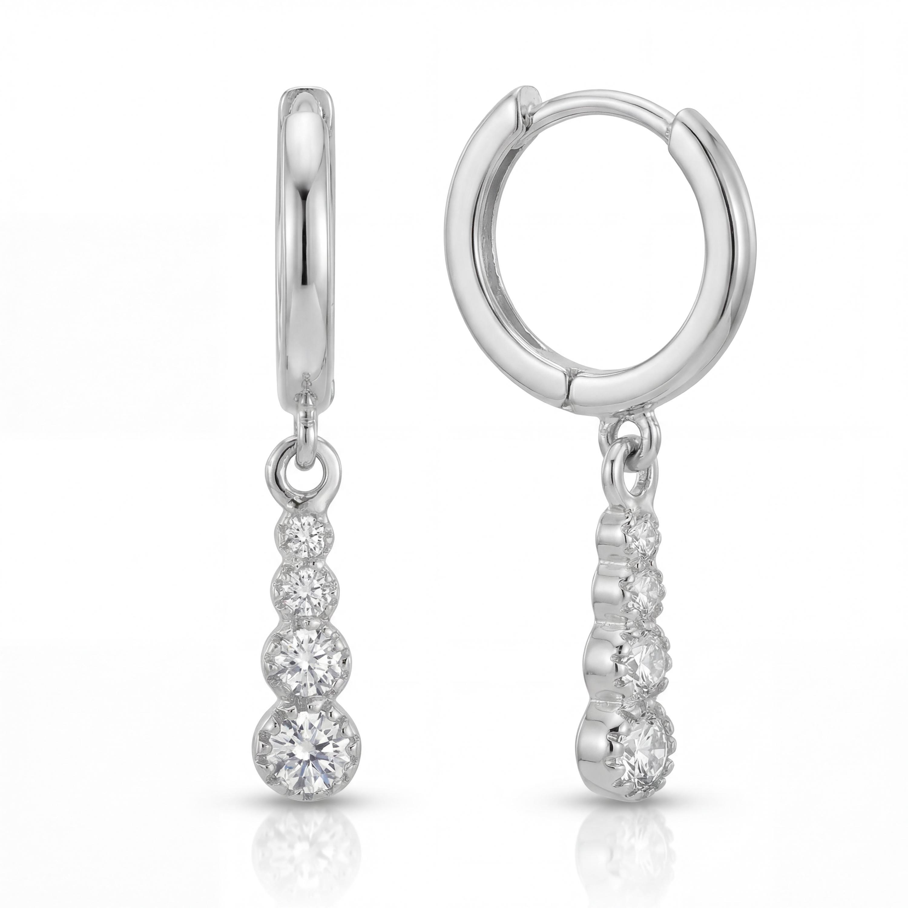 14K solid gold drop hoop earrings, styled view