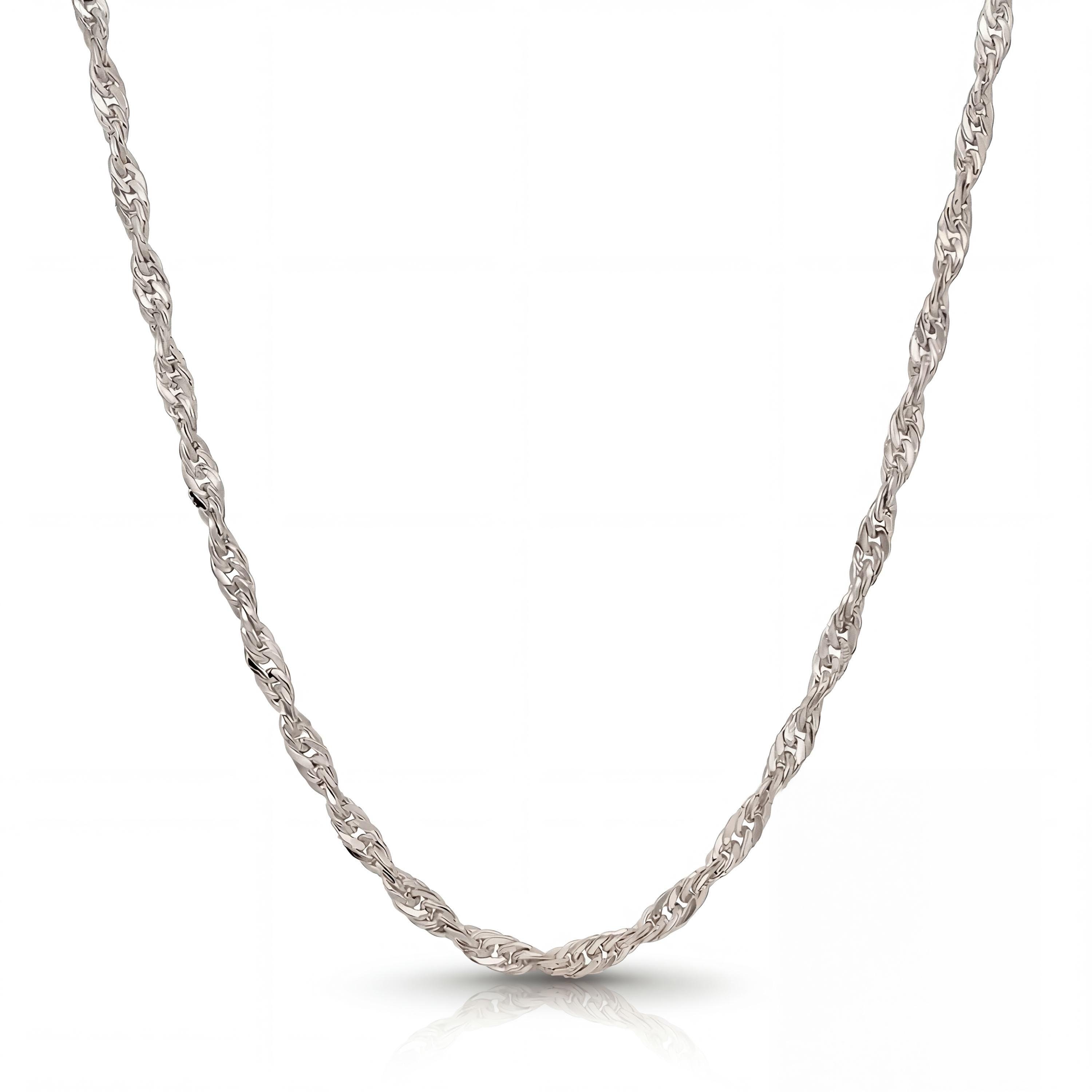 14K solid gold Singapore chain necklace, styled view