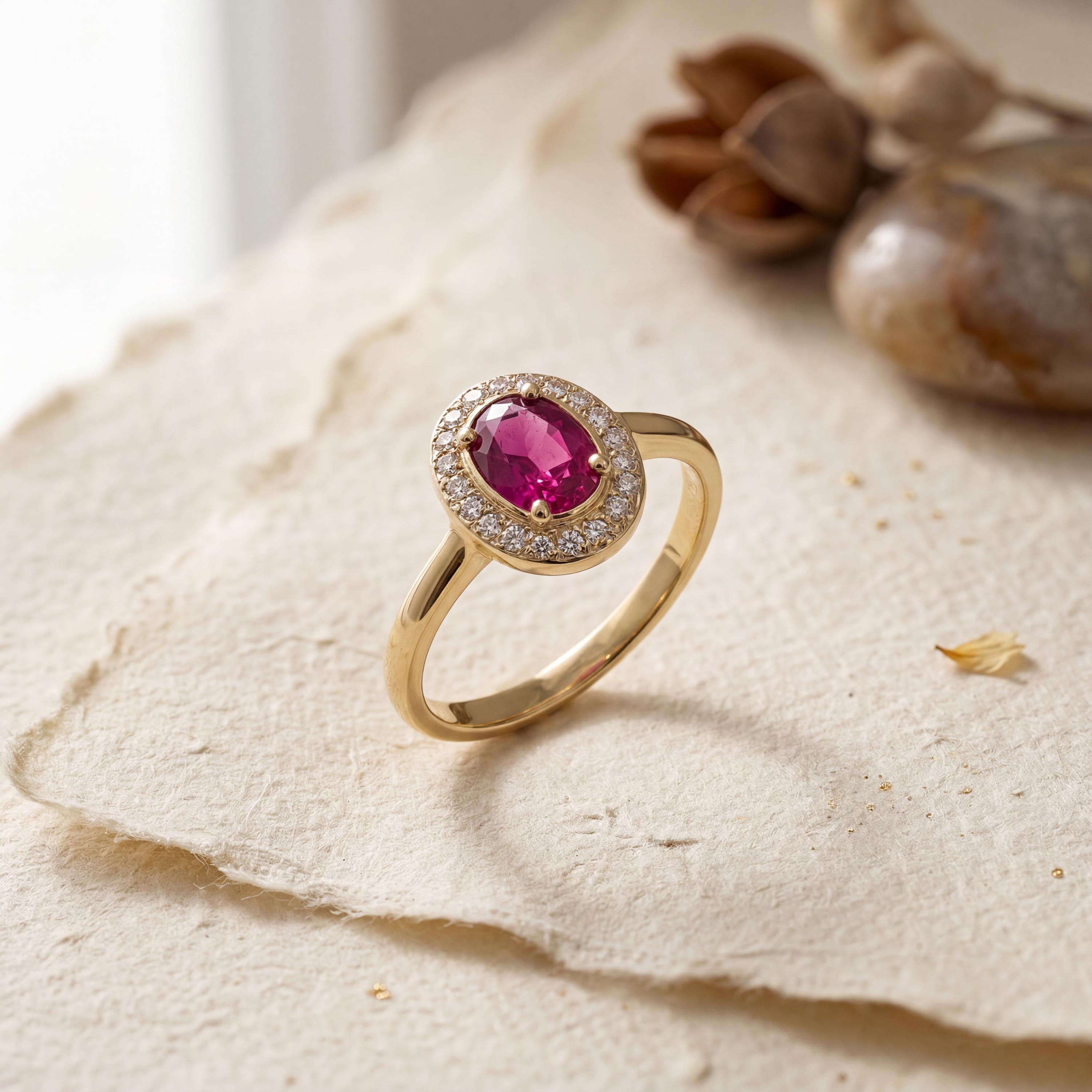 14K solid gold ruby ring worn on hand