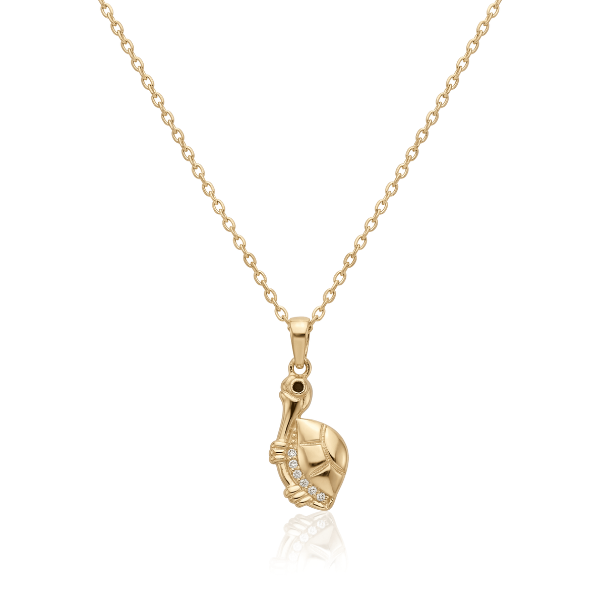 14K gold turtle tortoise pendant necklace in yellow gold
