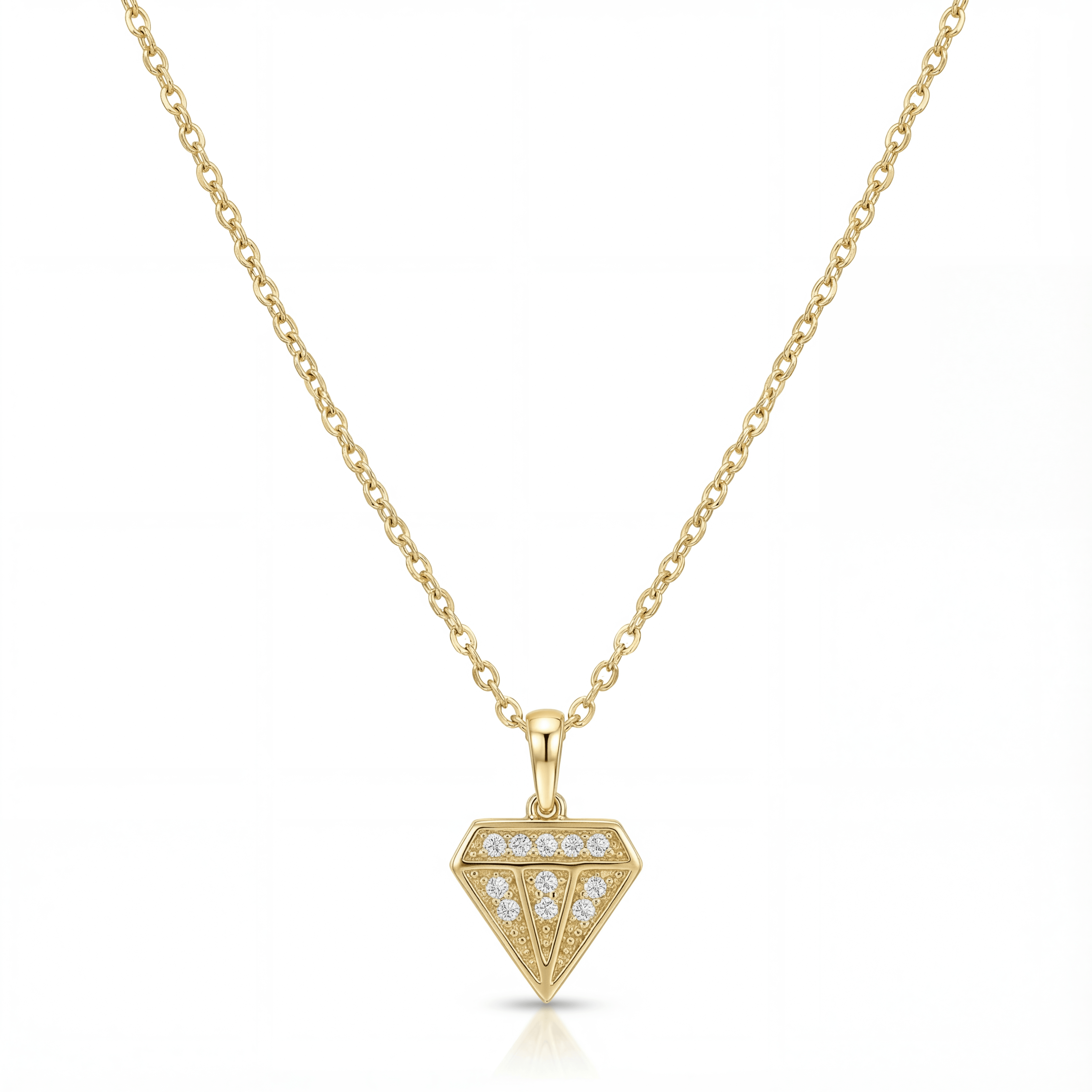 14K solid gold diamond silhouette pendant necklace in yellow gold