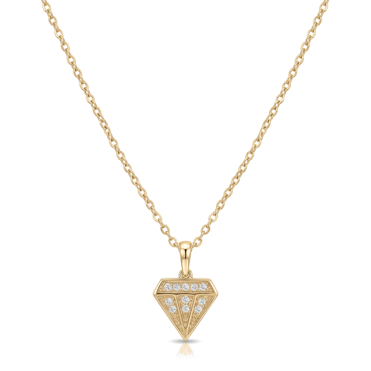 14K gold cubic zirconia silhouette pendant necklace in yellow gold