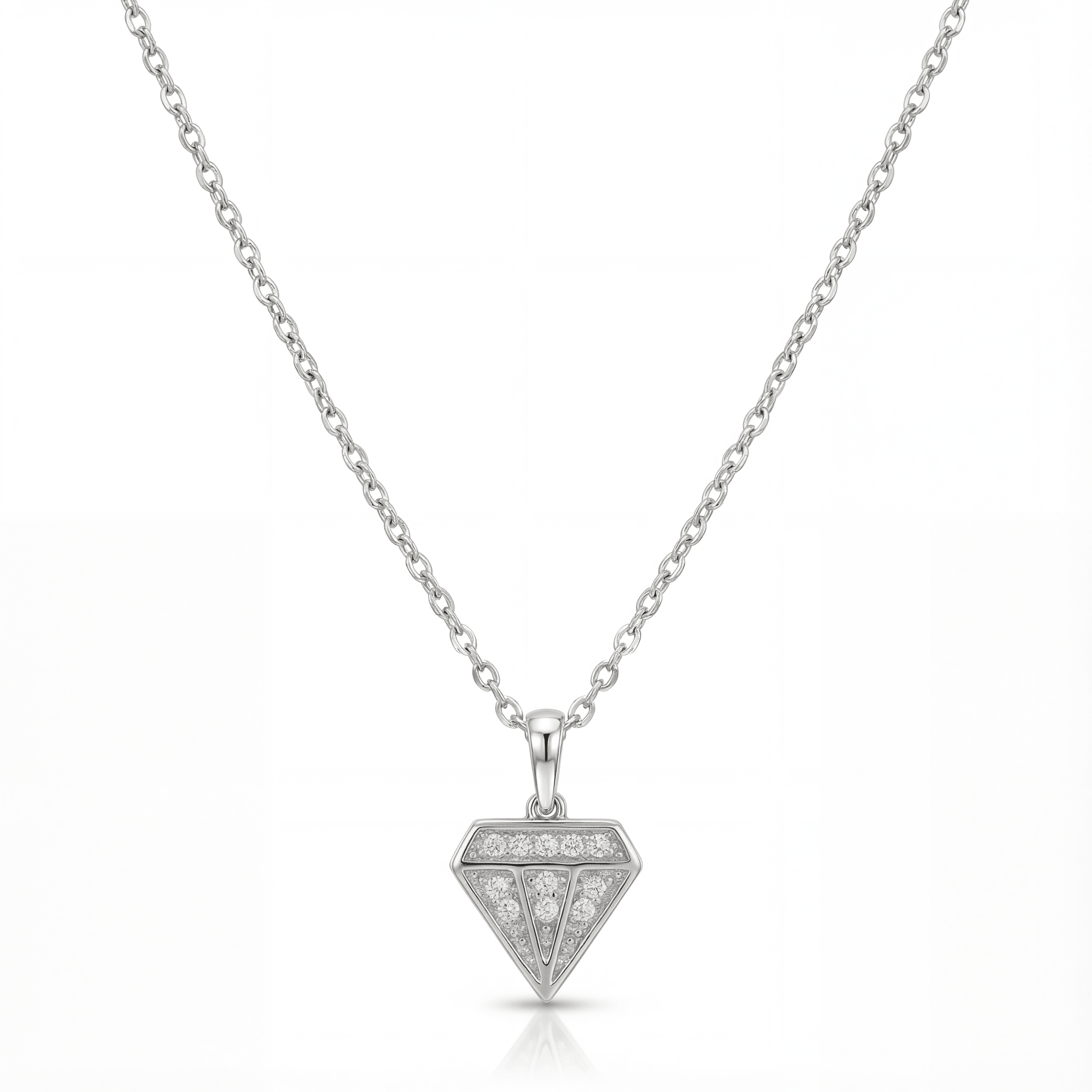 14K solid gold diamond silhouette pendant necklace in white gold