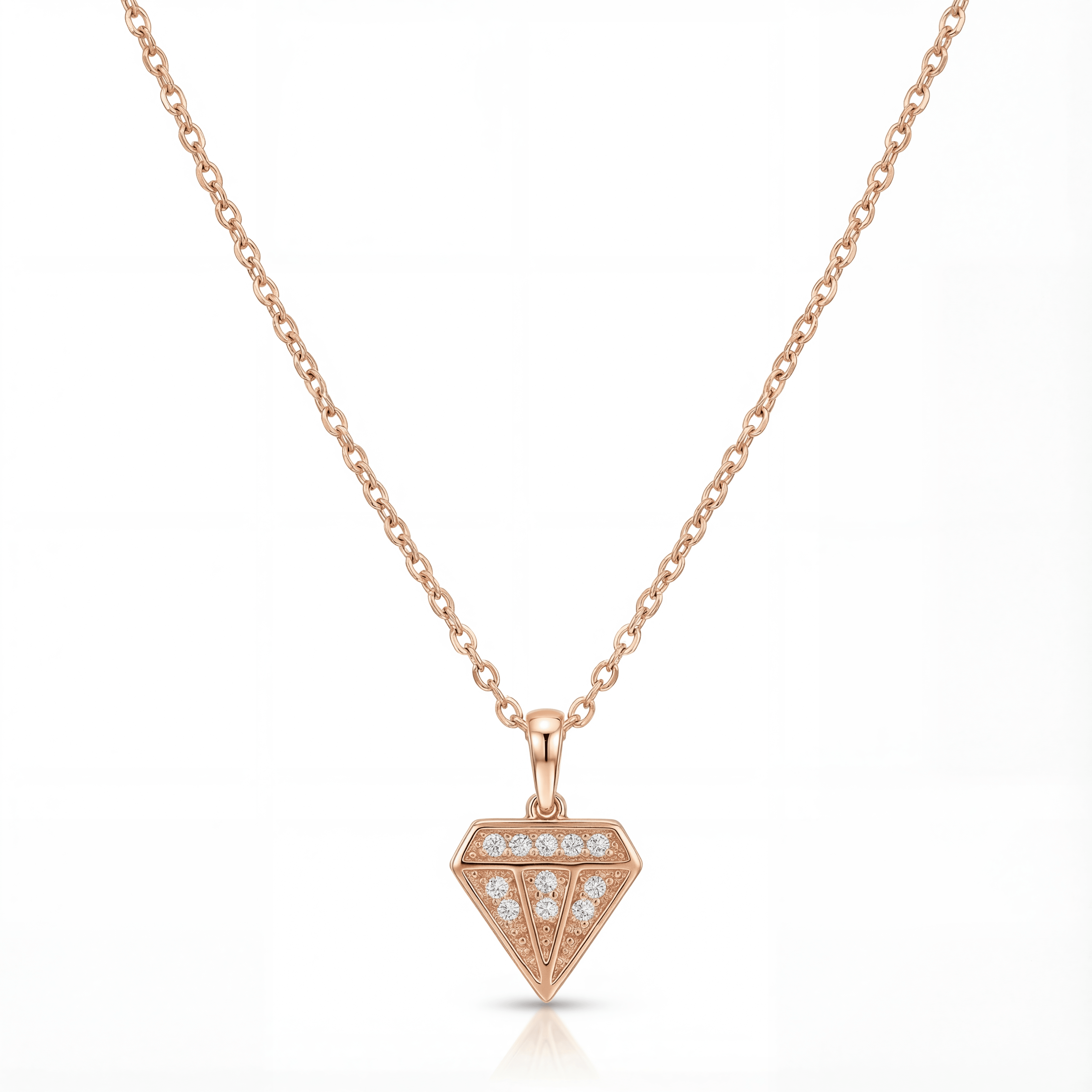 14K solid gold diamond silhouette pendant necklace in rose gold