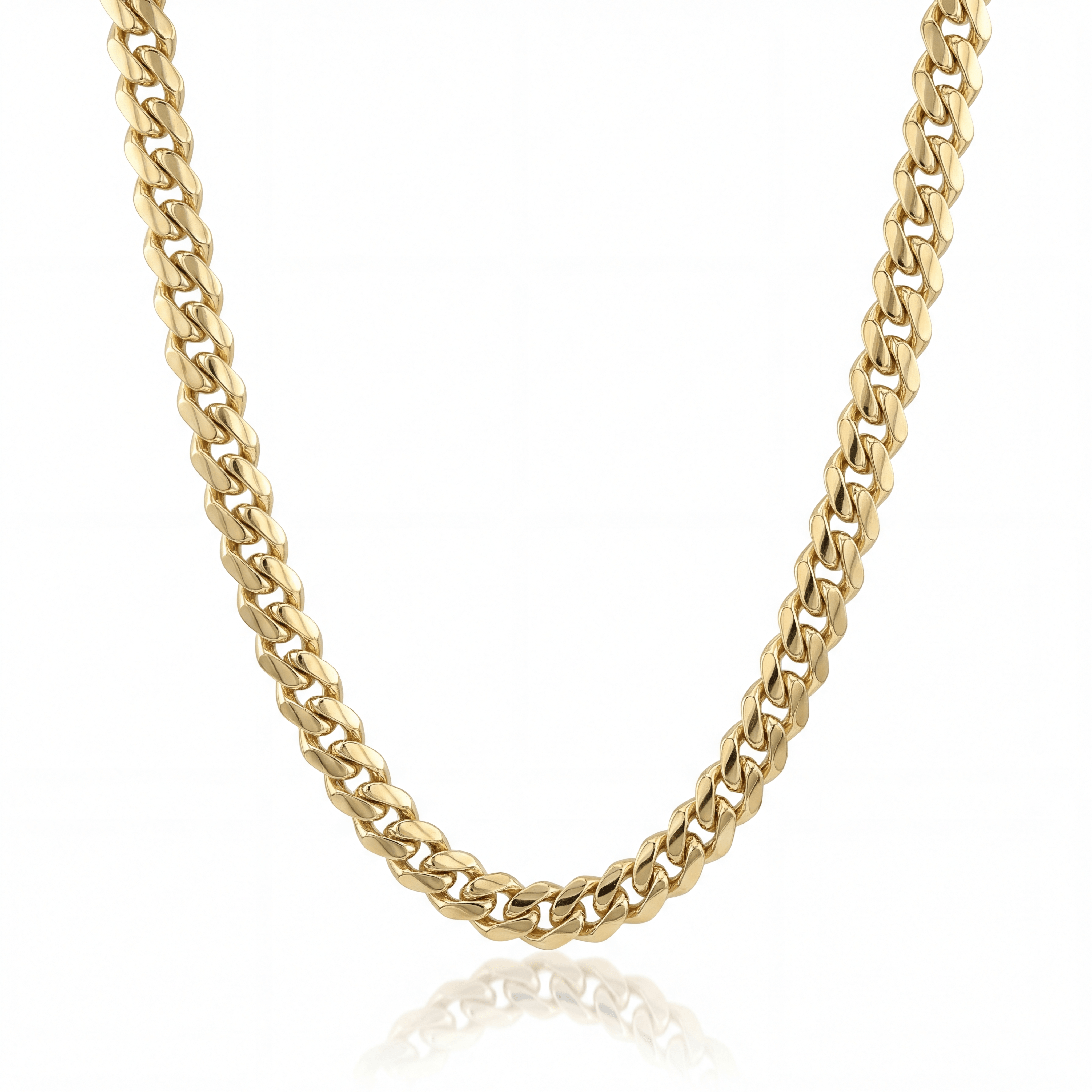 14K solid gold Cuban curb link chain necklace in yellow gold
