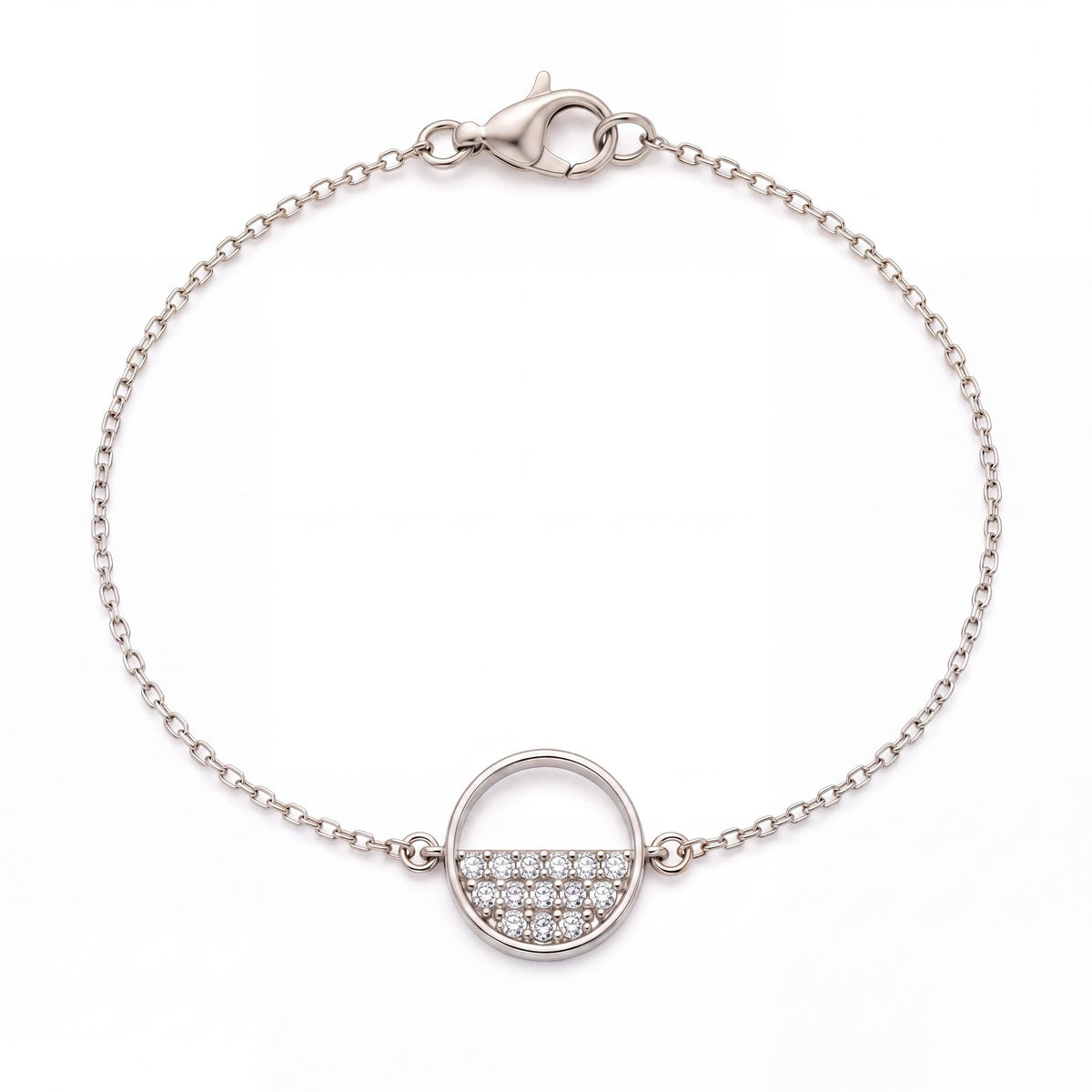 14K gold open circle bracelet, product photo