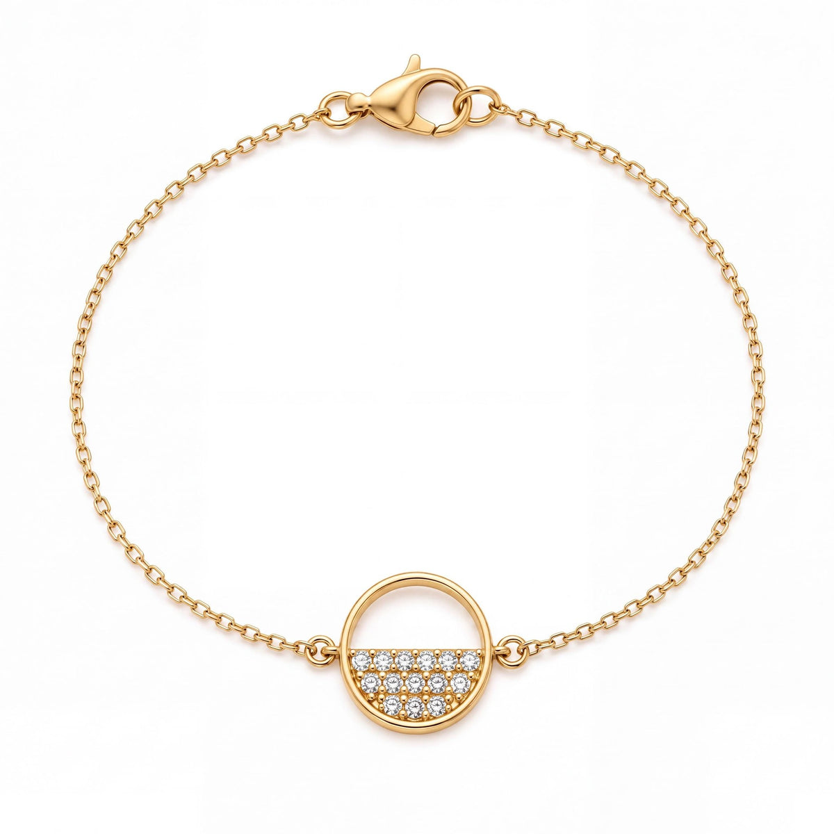 14K gold open circle bracelet, product photo